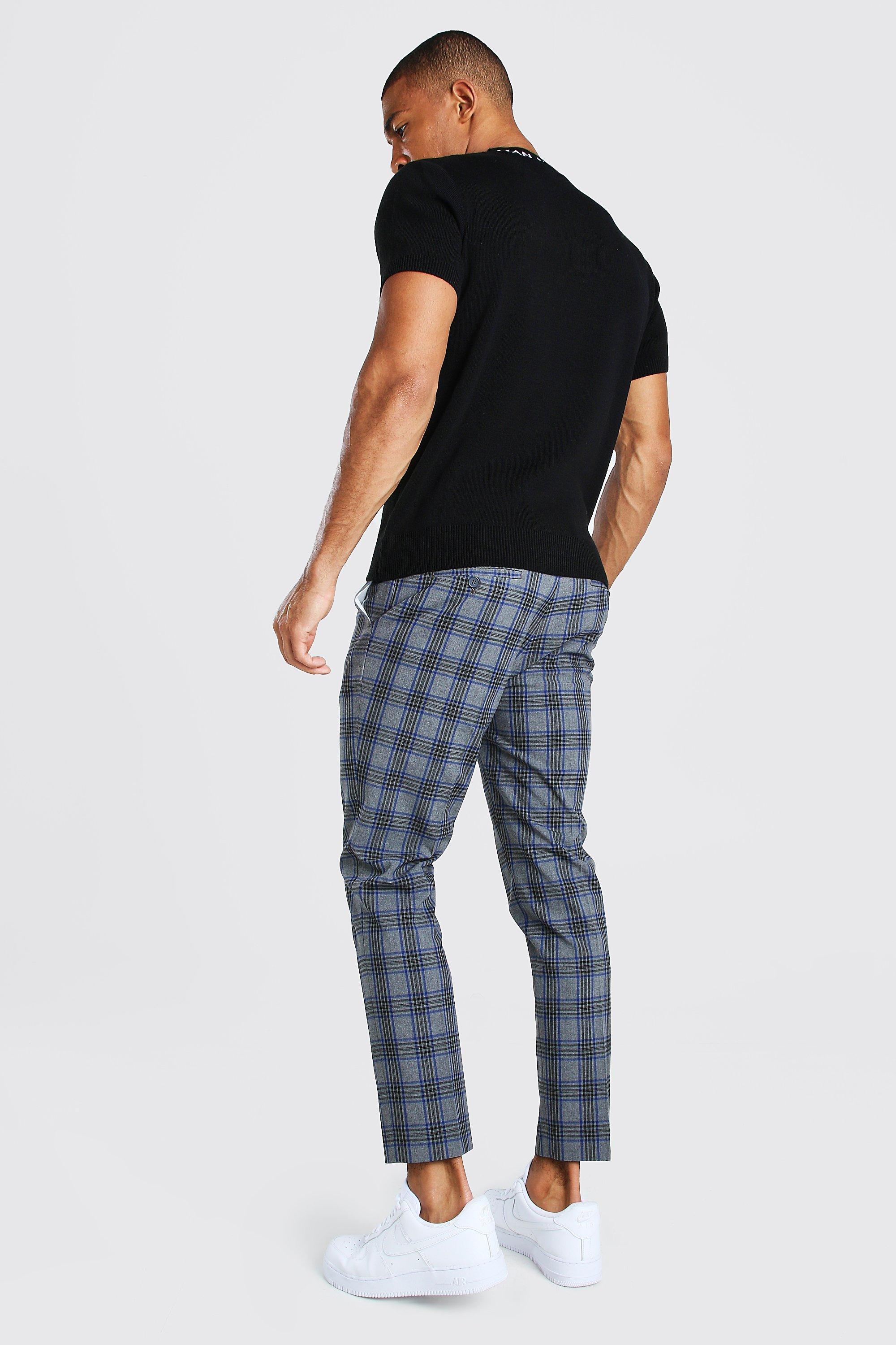 boohooman smart checked jogger