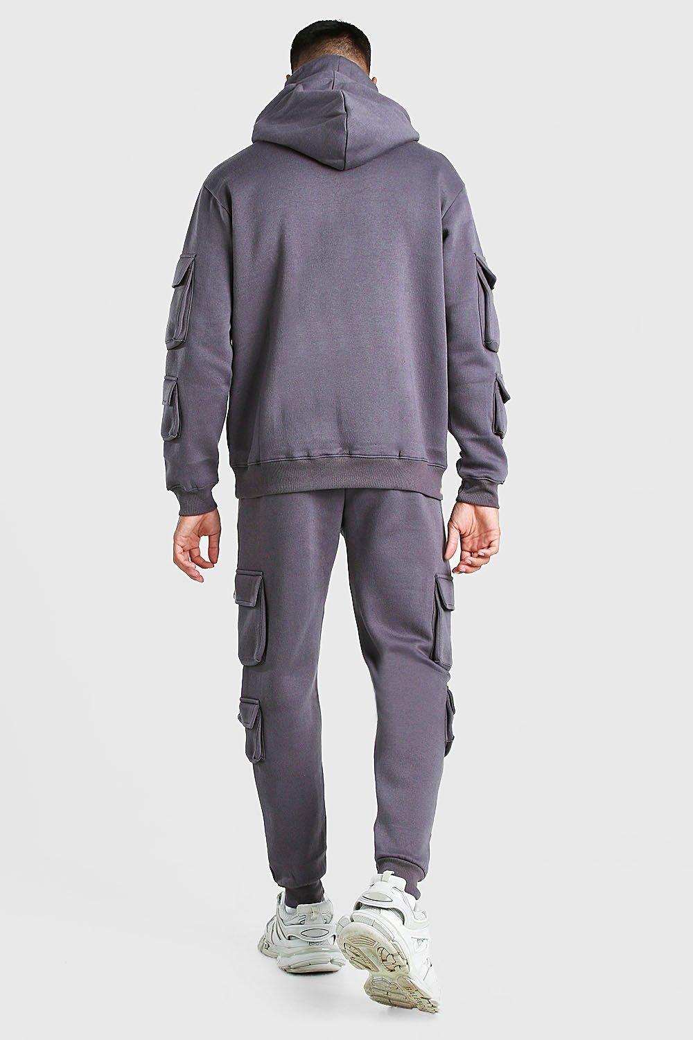 boohooman grey cargo joggers