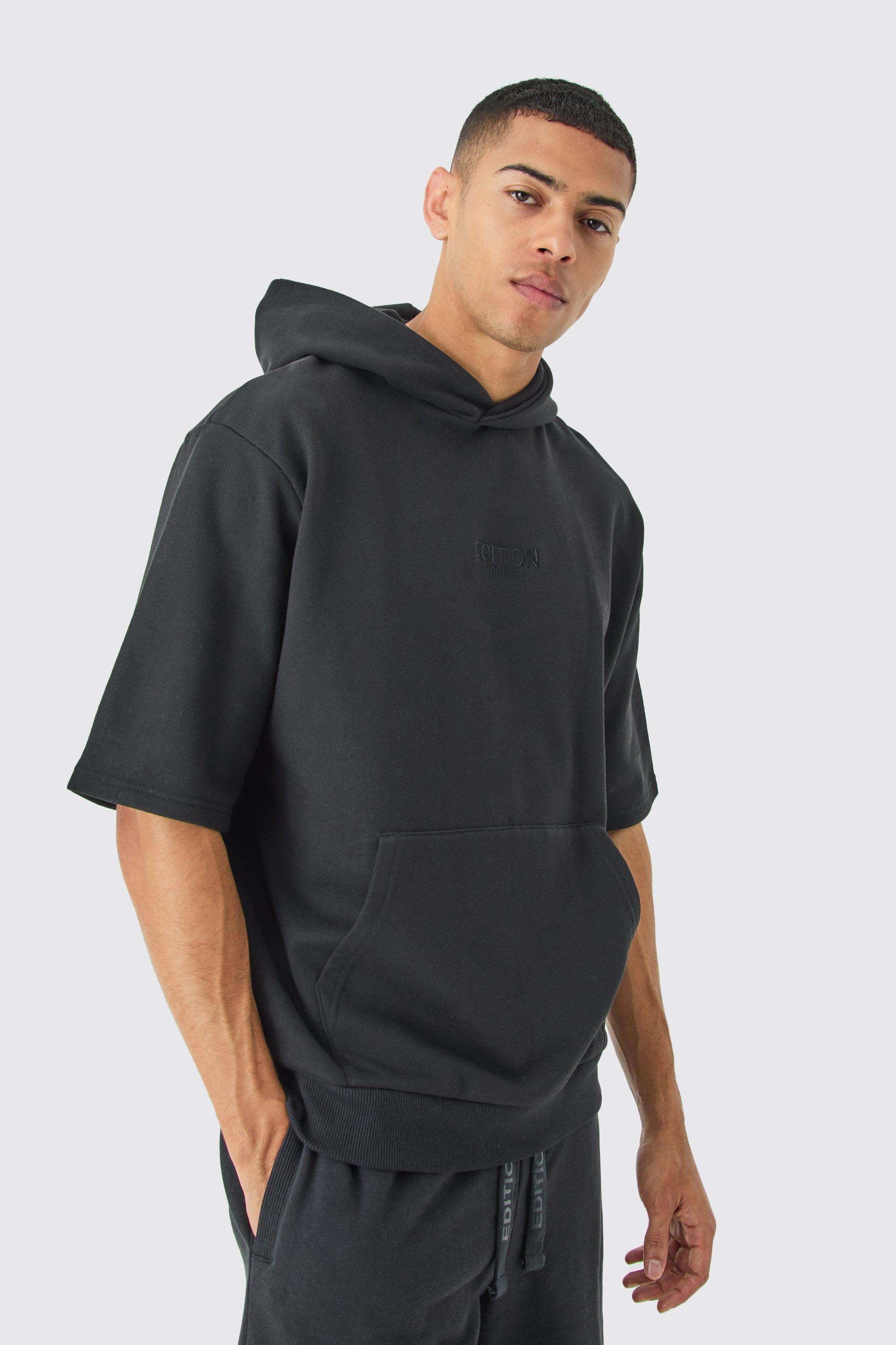 BoohooMAN Edition Oversized Heavyweight Short Sleeve Hoodie in