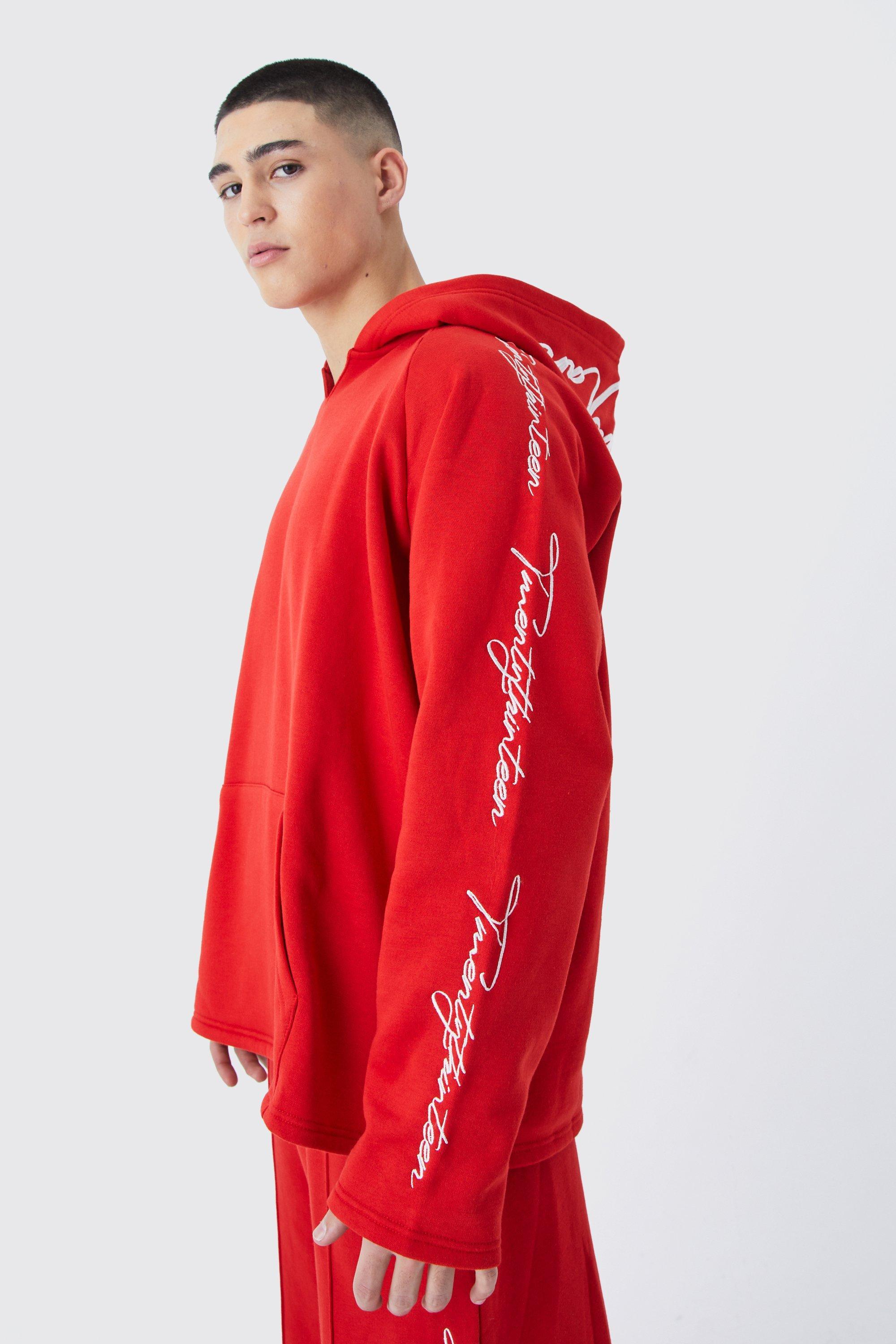 Boohooman top red hoodie