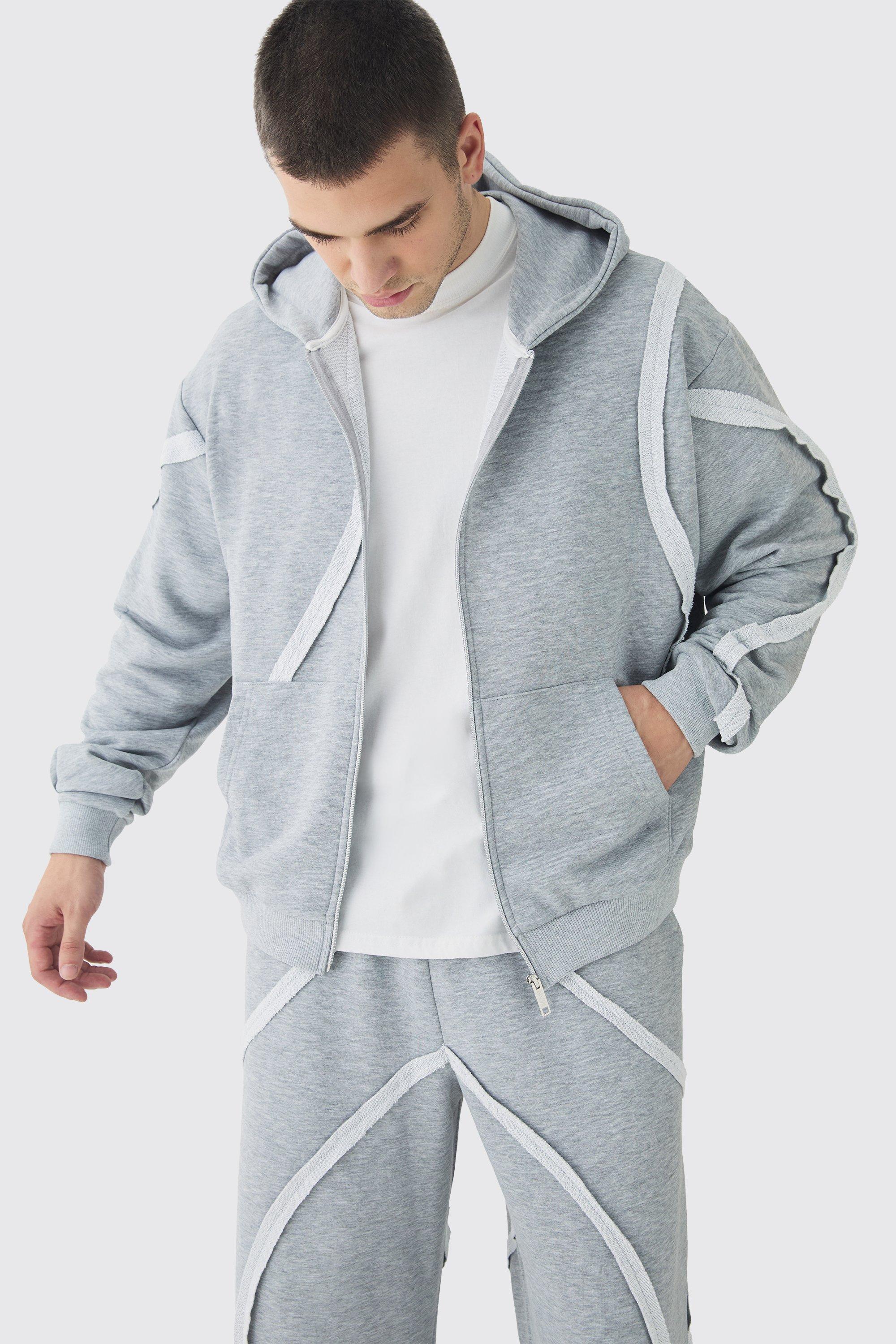 BoohooMAN Oversized Zip Panel Wide Jogger Tracksuit in Grey for Men Lyst UK