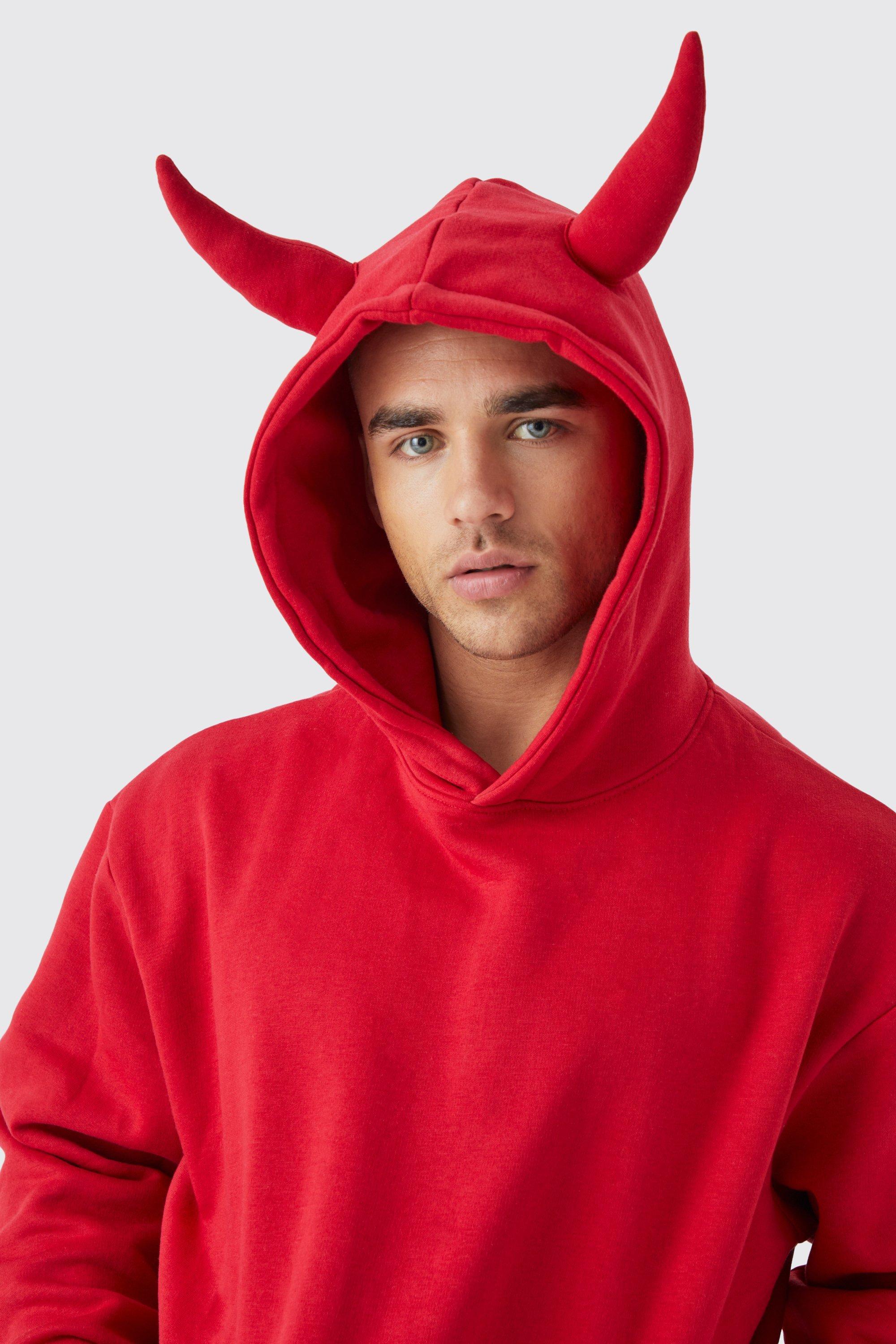 BoohooMAN Oversized Devil Horn Hoodie in Red for Men Lyst UK