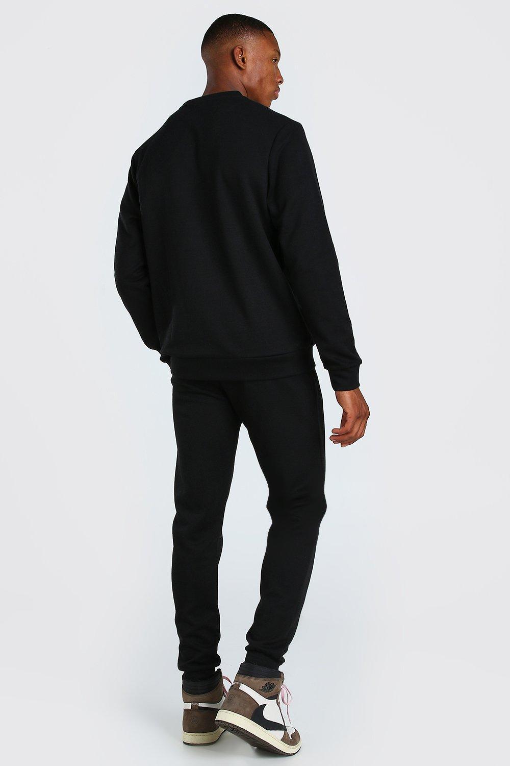 BoohooMAN Cotton Man Scuba Sweater Tracksuit With Pintucks in Black for ...