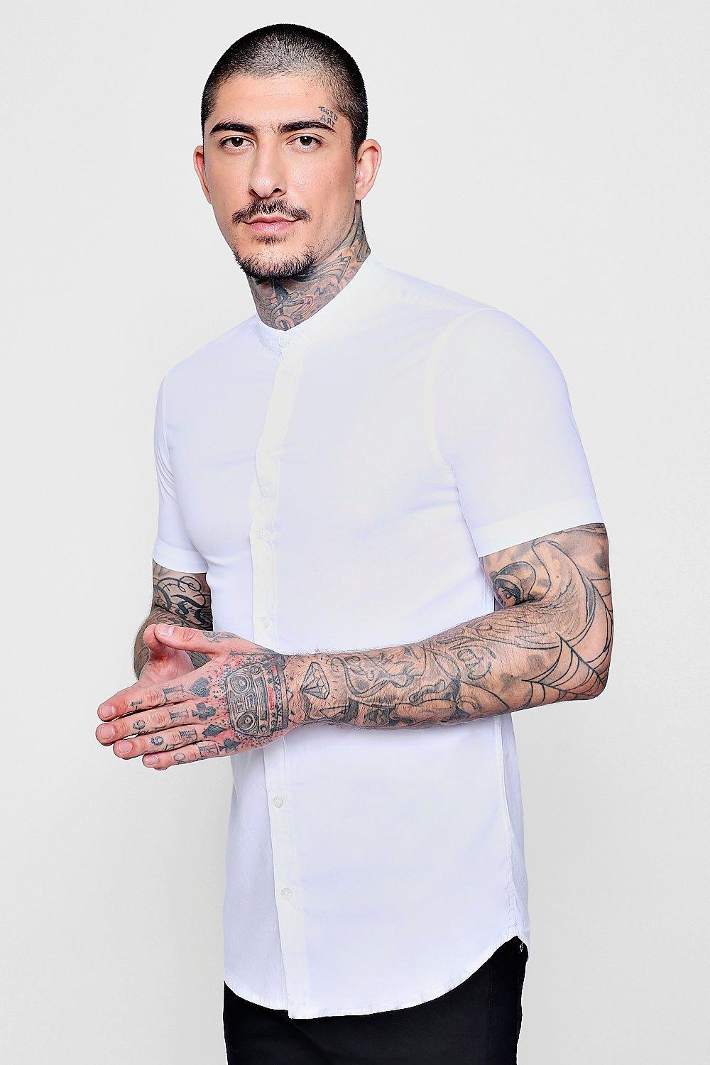 white short sleeve shirt muscle fit