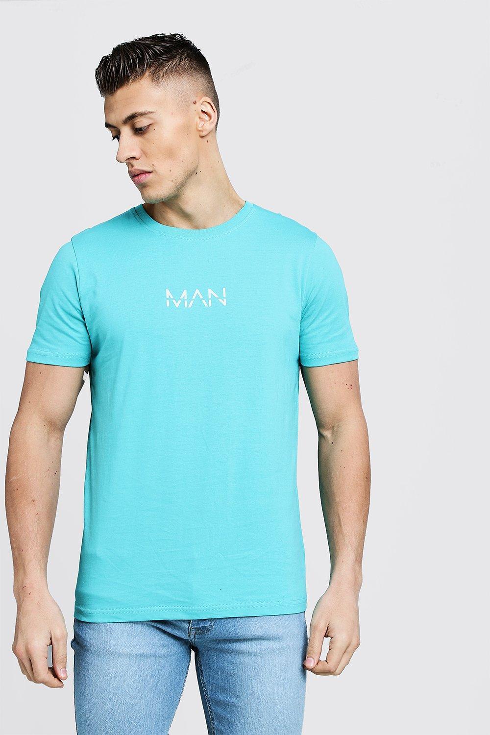 BoohooMAN Original Man Logo Print Tshirt in Blue for Men Lyst