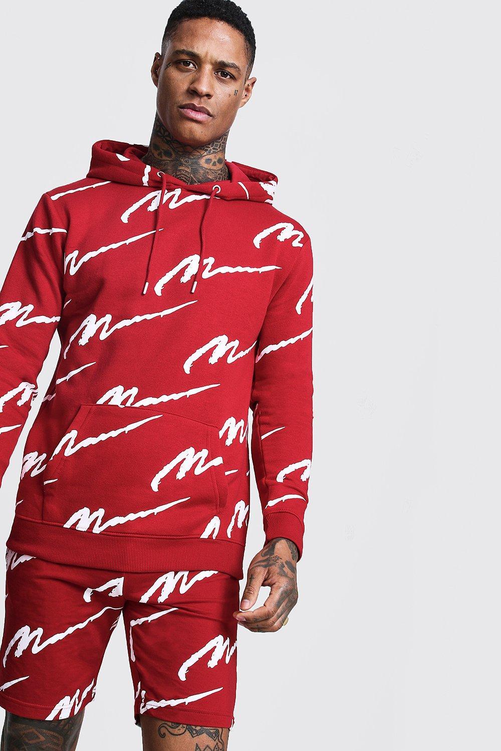 boohooman red hoodie