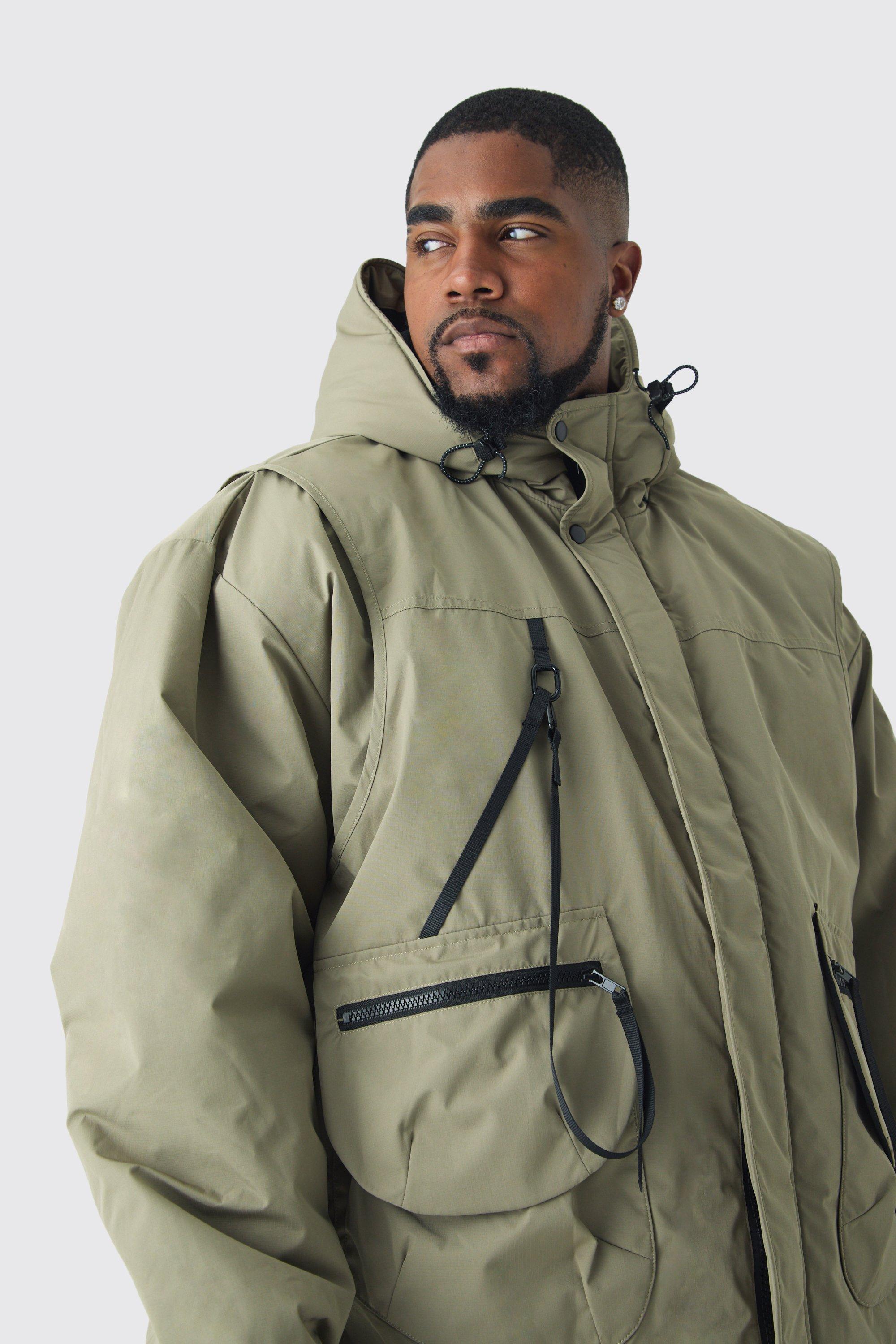BoohooMAN Plus Hooded Utility Tech Parka Jacket in Green for Men Lyst UK