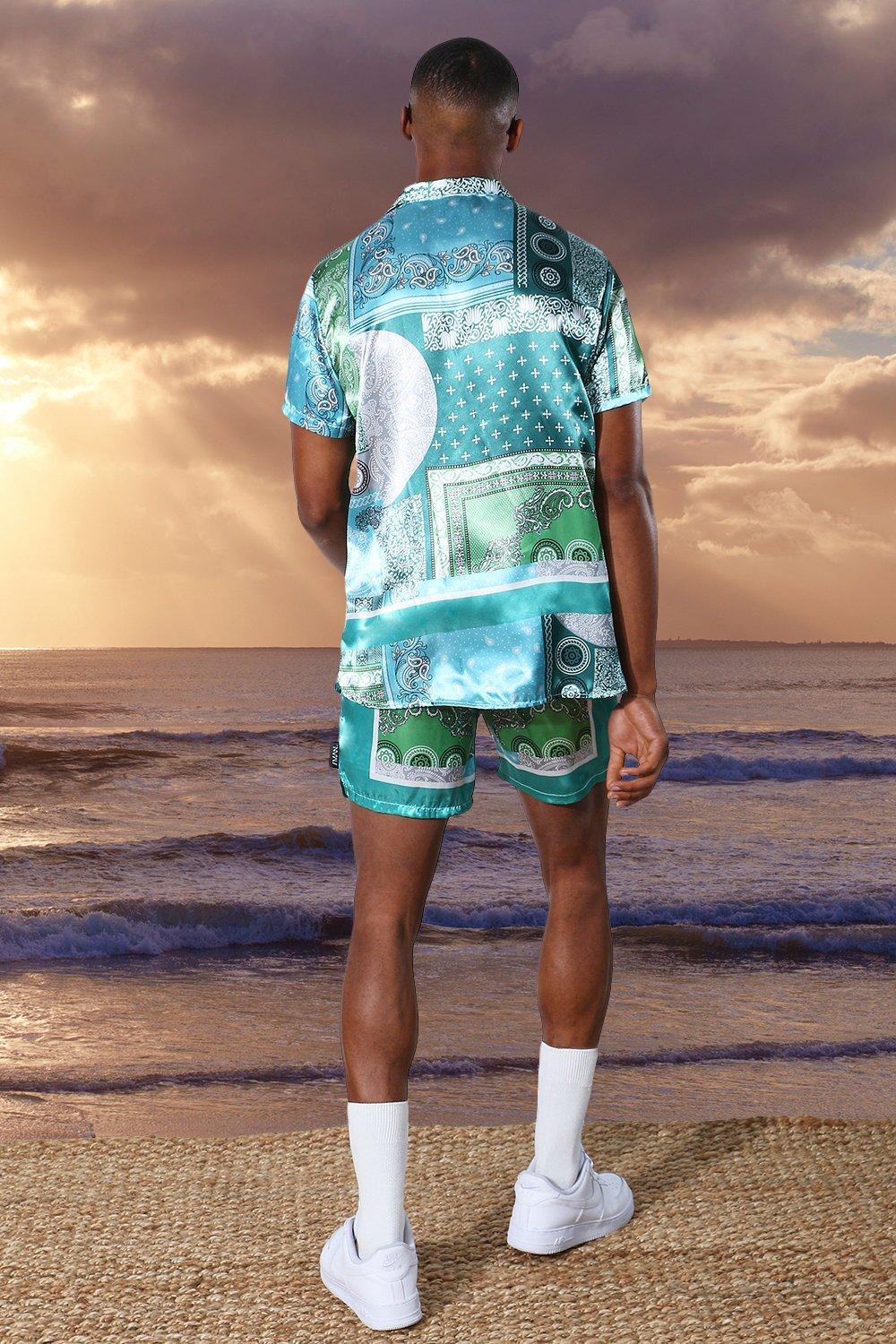 BoohooMAN Satin Short Sleeve Bandana 