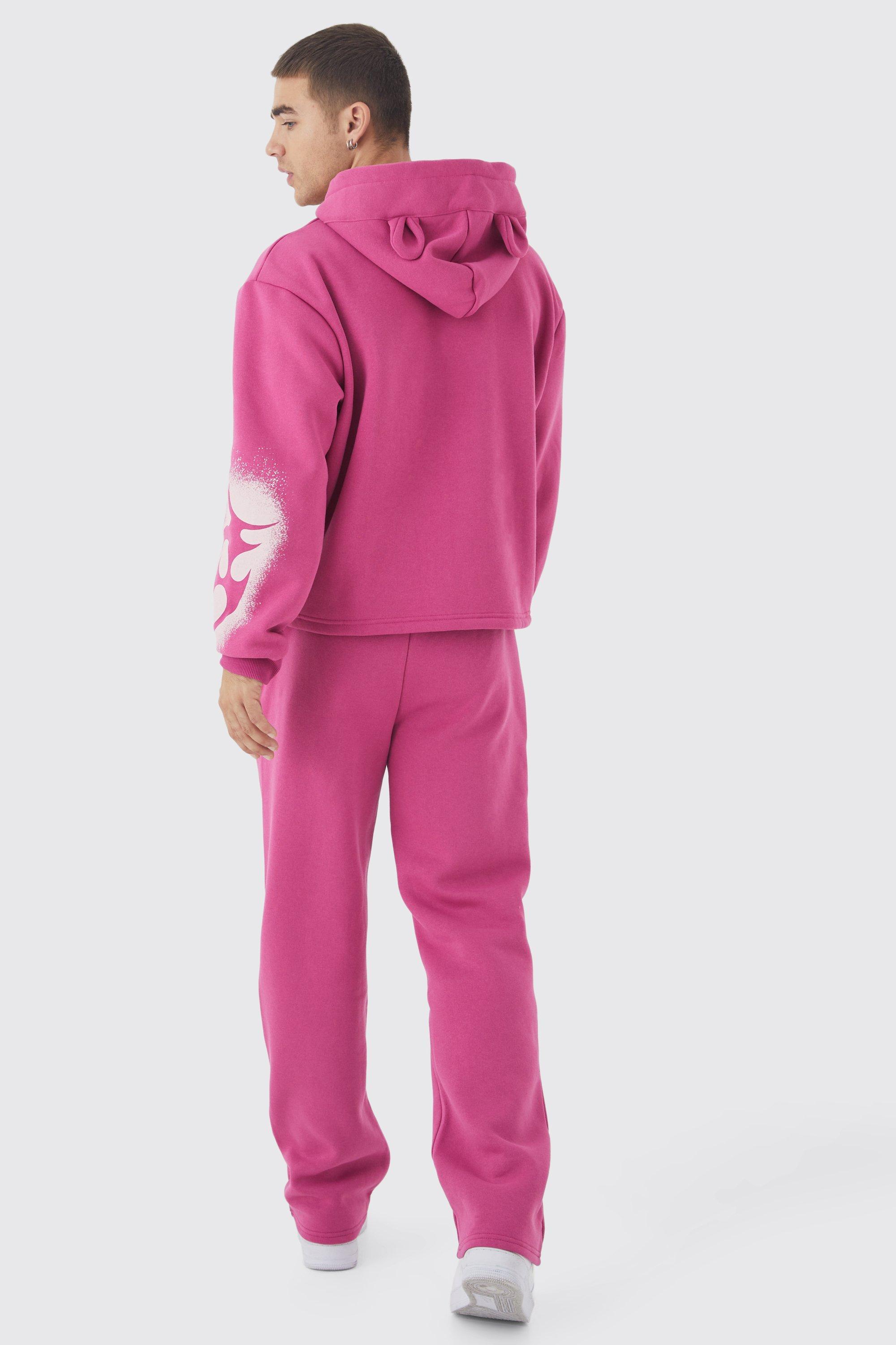 Boohooman hotsell pink tracksuit