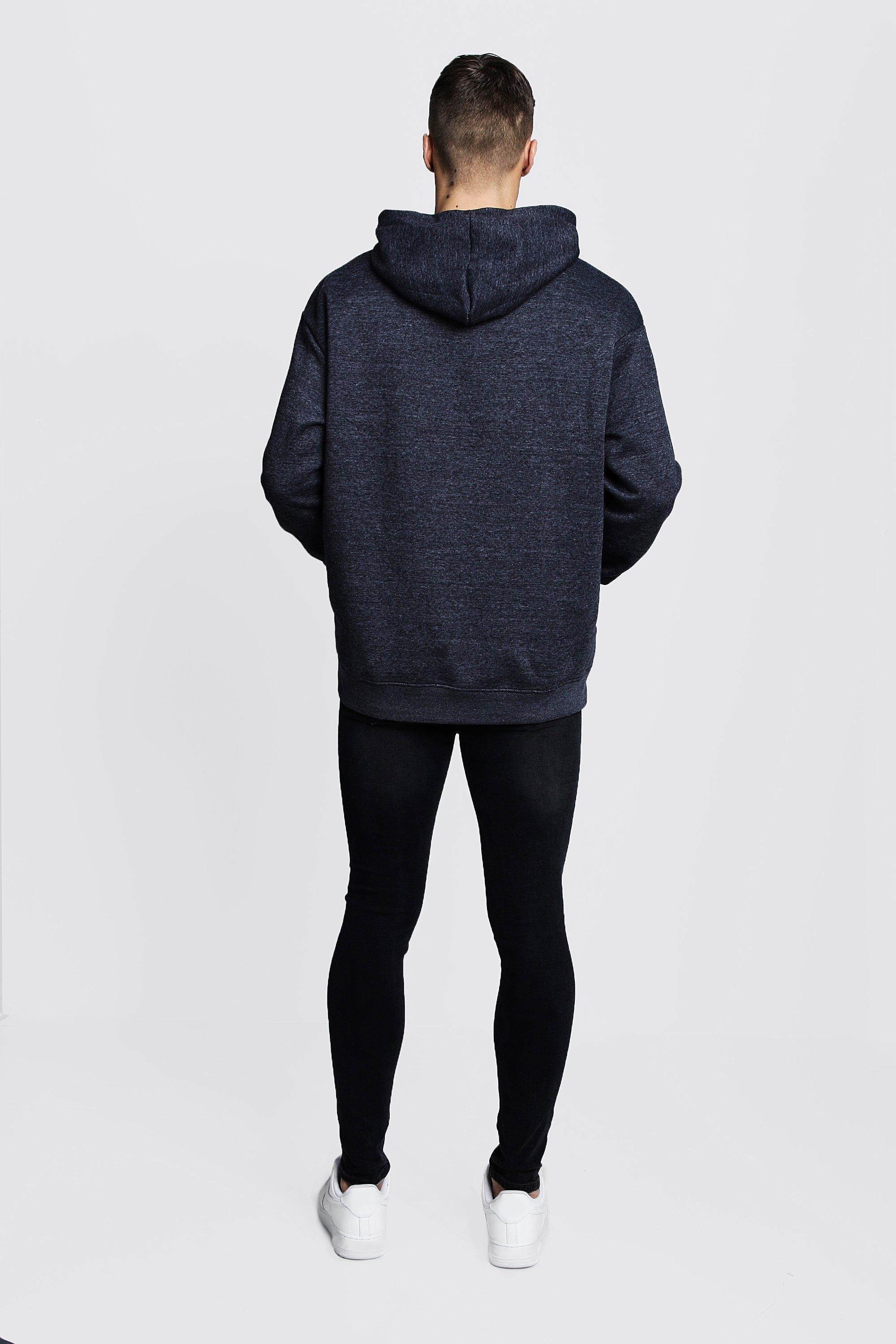 BoohooMAN Fleece Oversized Over The Head Hoodie in Charcoal (Grey) for