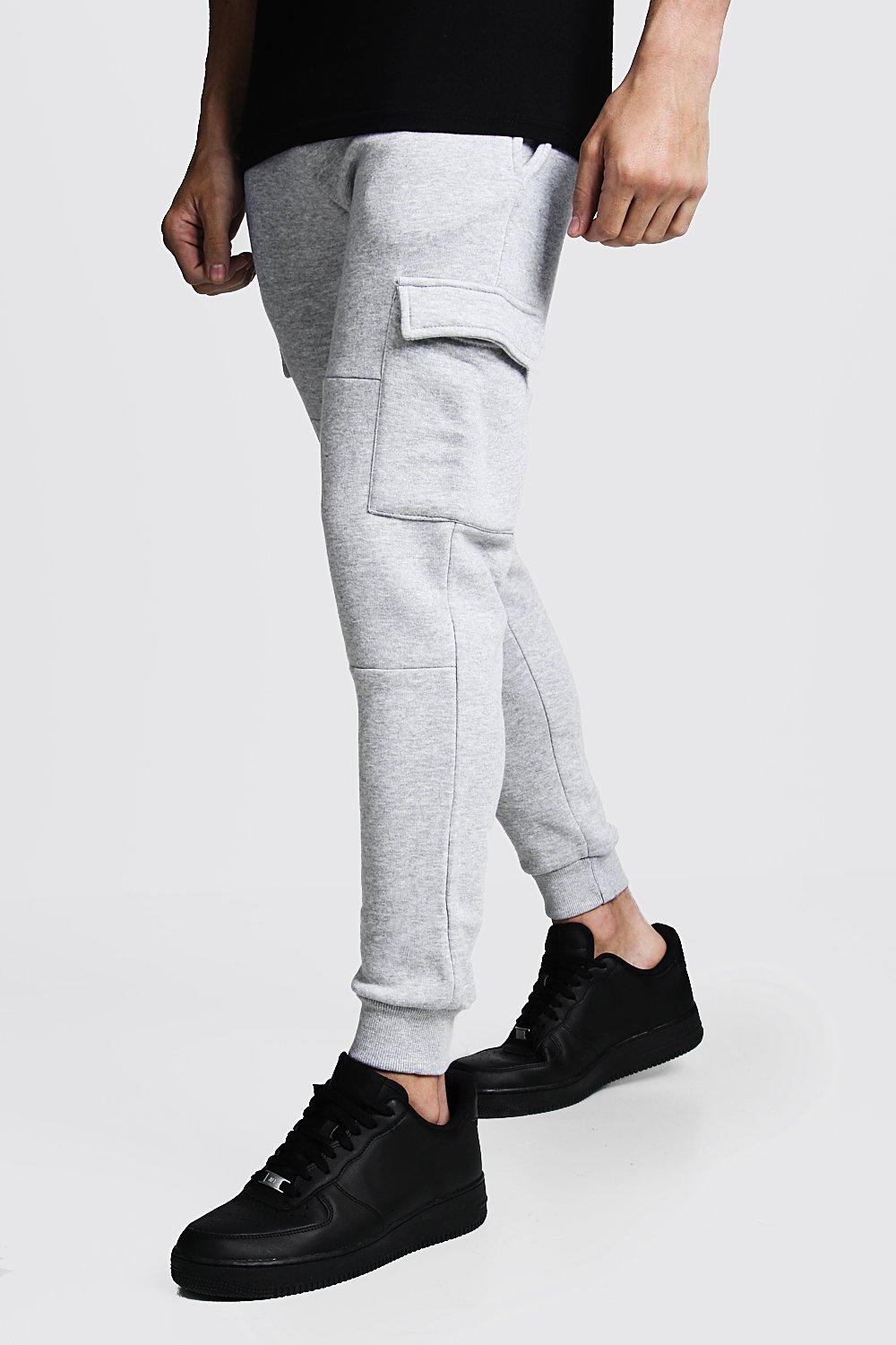 skinny fit panelled cargo joggers