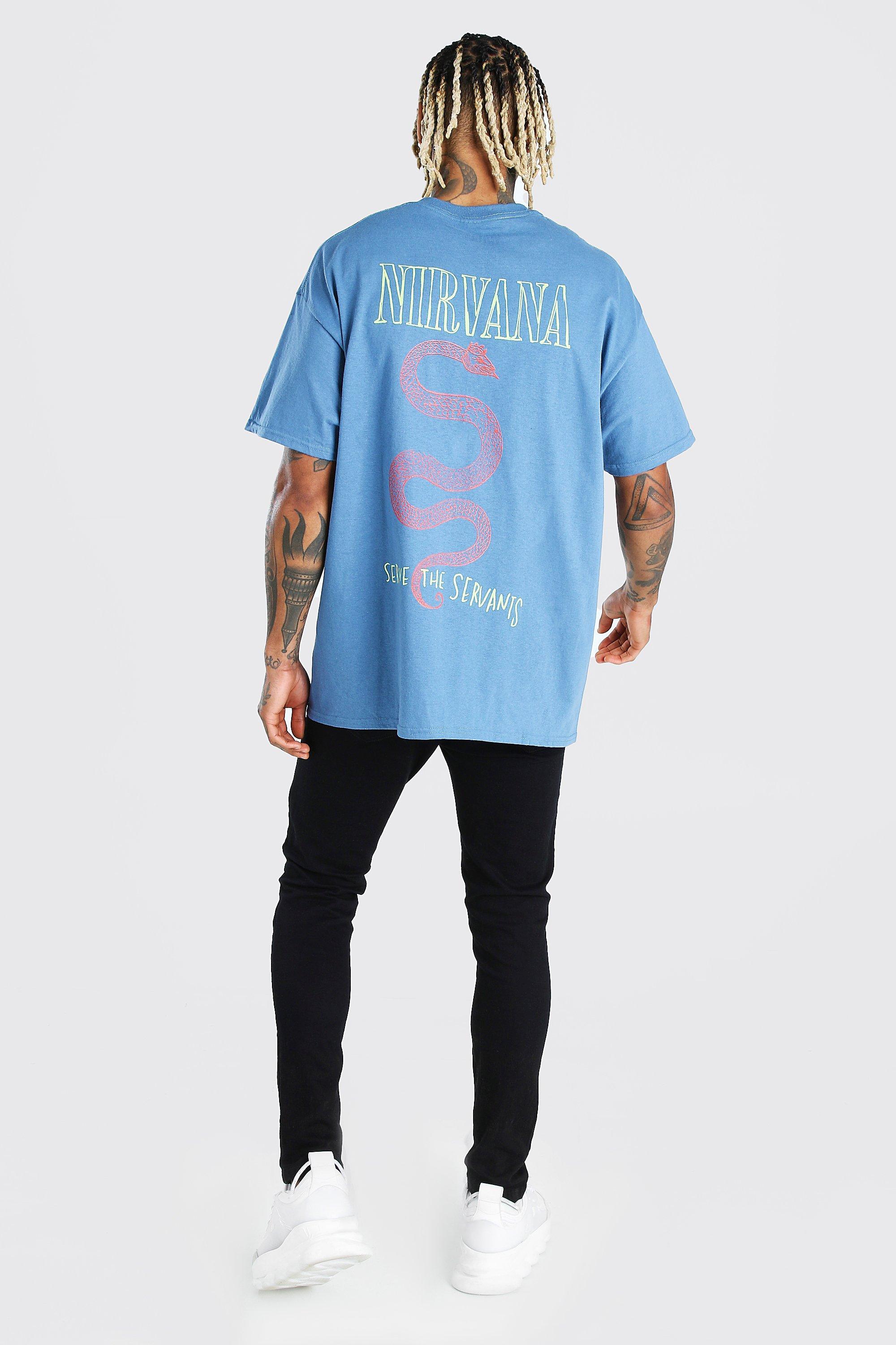 BoohooMAN Oversized Nirvana Front & Back License T-shirt in Blue for Men |  Lyst