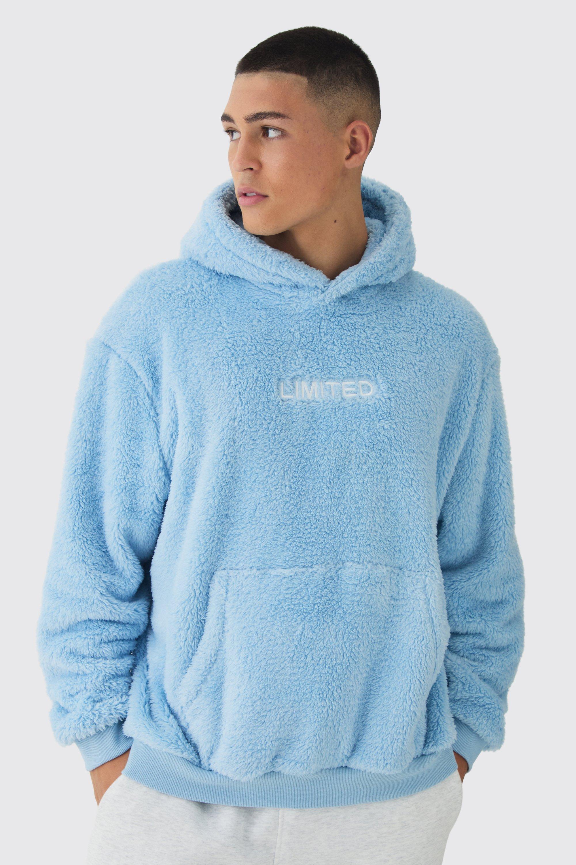 BoohooMAN Oversized Limited Teddy Borg Hoodie in Blue for Men Lyst UK