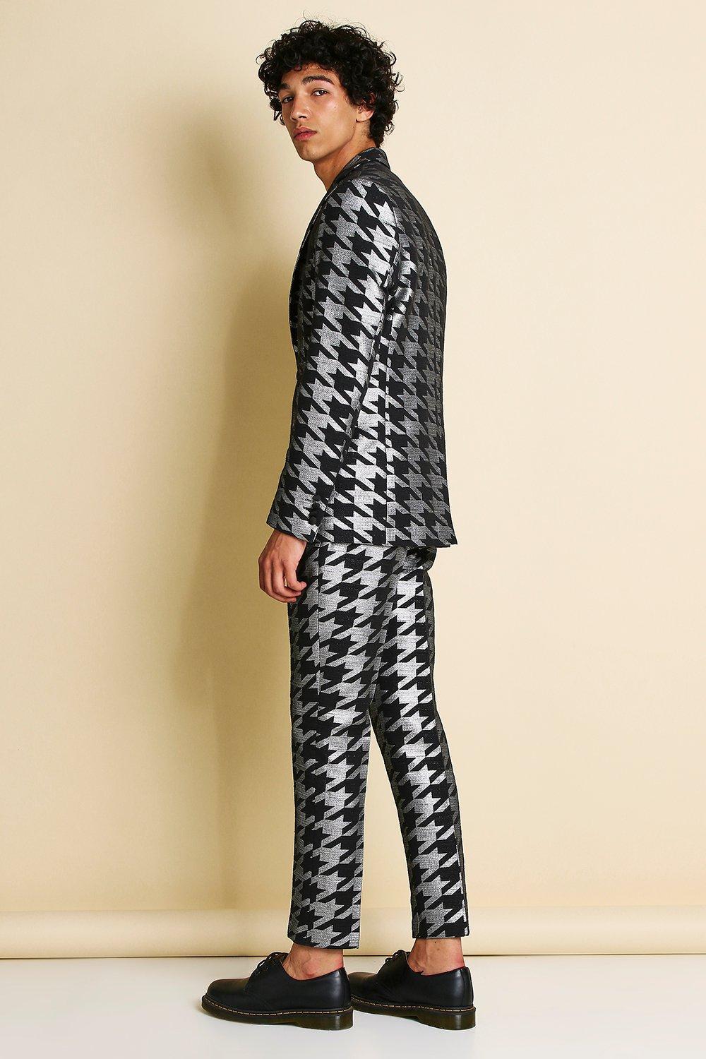 dogtooth jacquard zip through overshirt