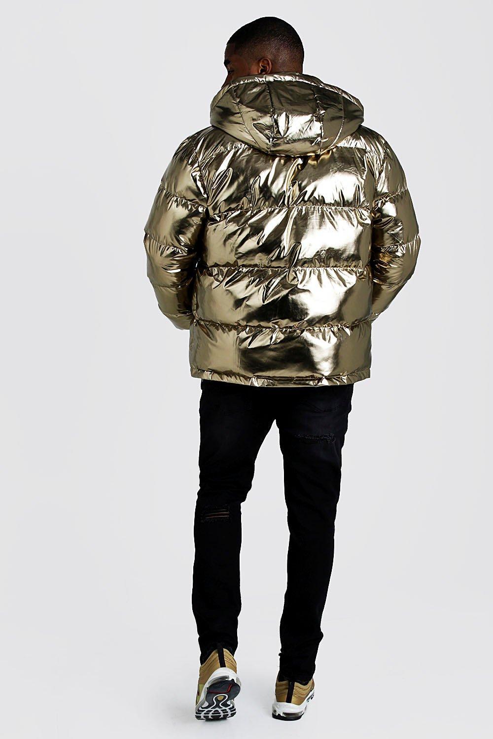 black metallic puffer jacket
