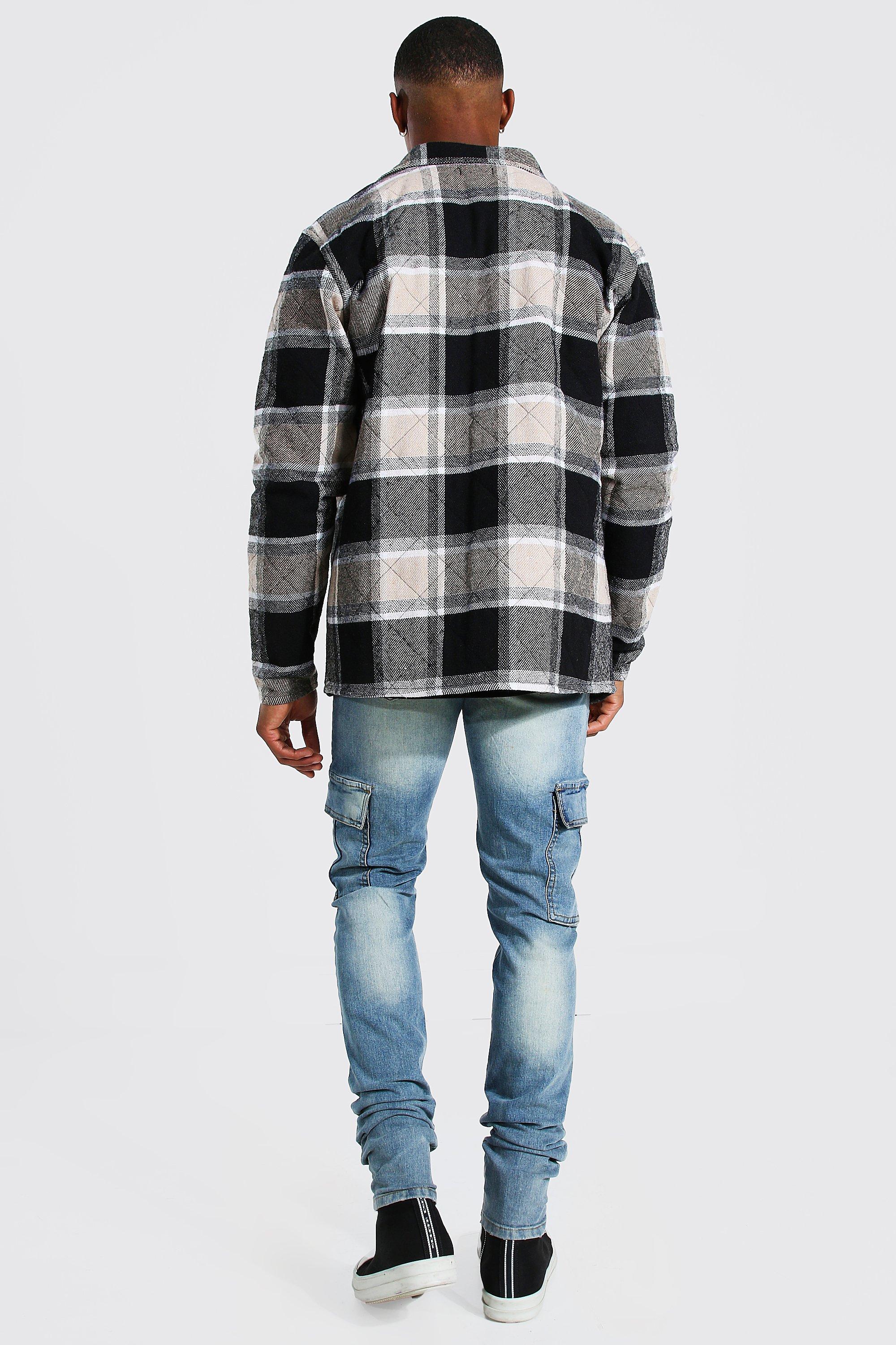 BoohooMAN Denim Skinny Stretch Stacked Leg Cargo Jean in Blue for Men - Lyst
