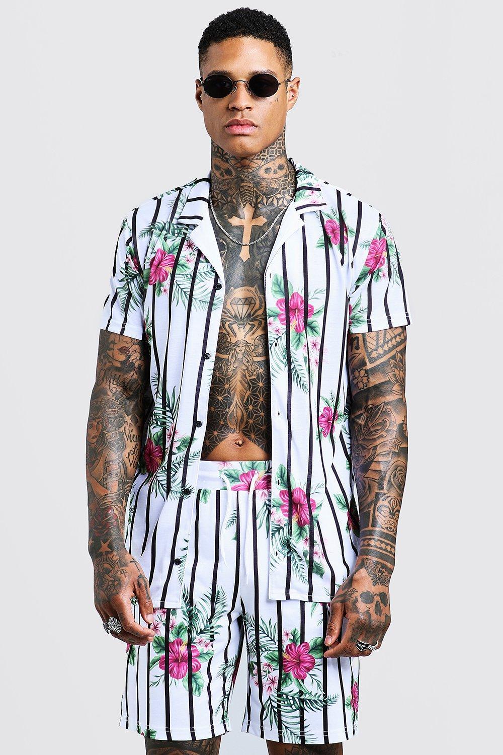 Courtes Col Tailleur Jersey Manches O8mnnv0w À Imprimé Chemise Boohooman rCBhtQdxs