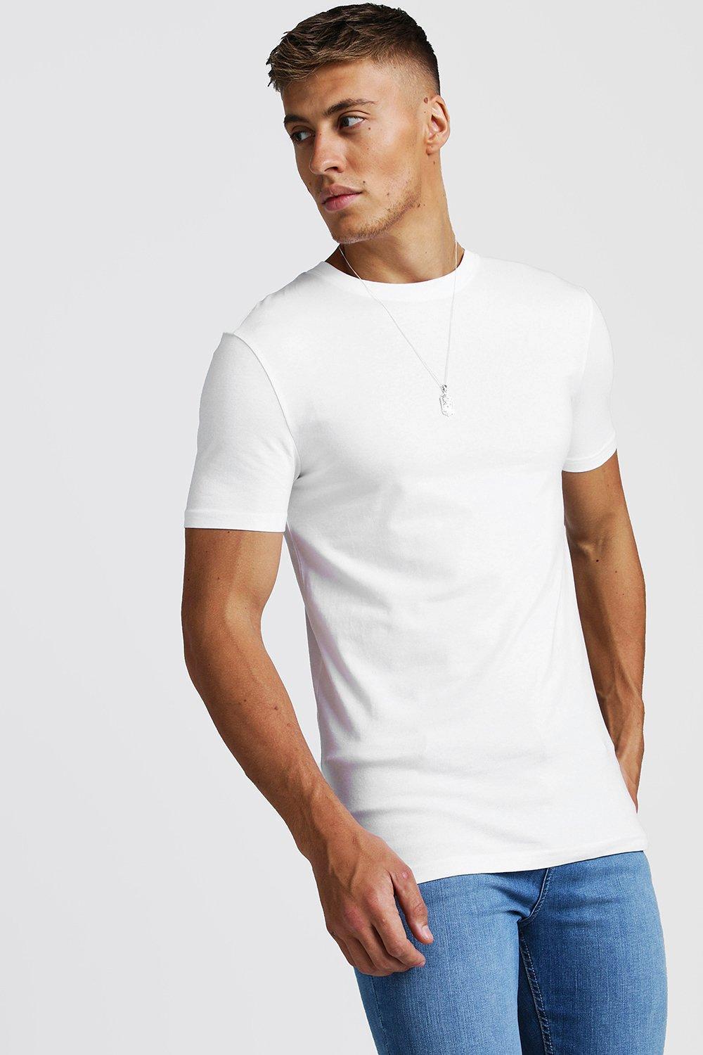 BoohooMAN Denim Muscle Fit Crew Neck Tshirt in White for Men Lyst