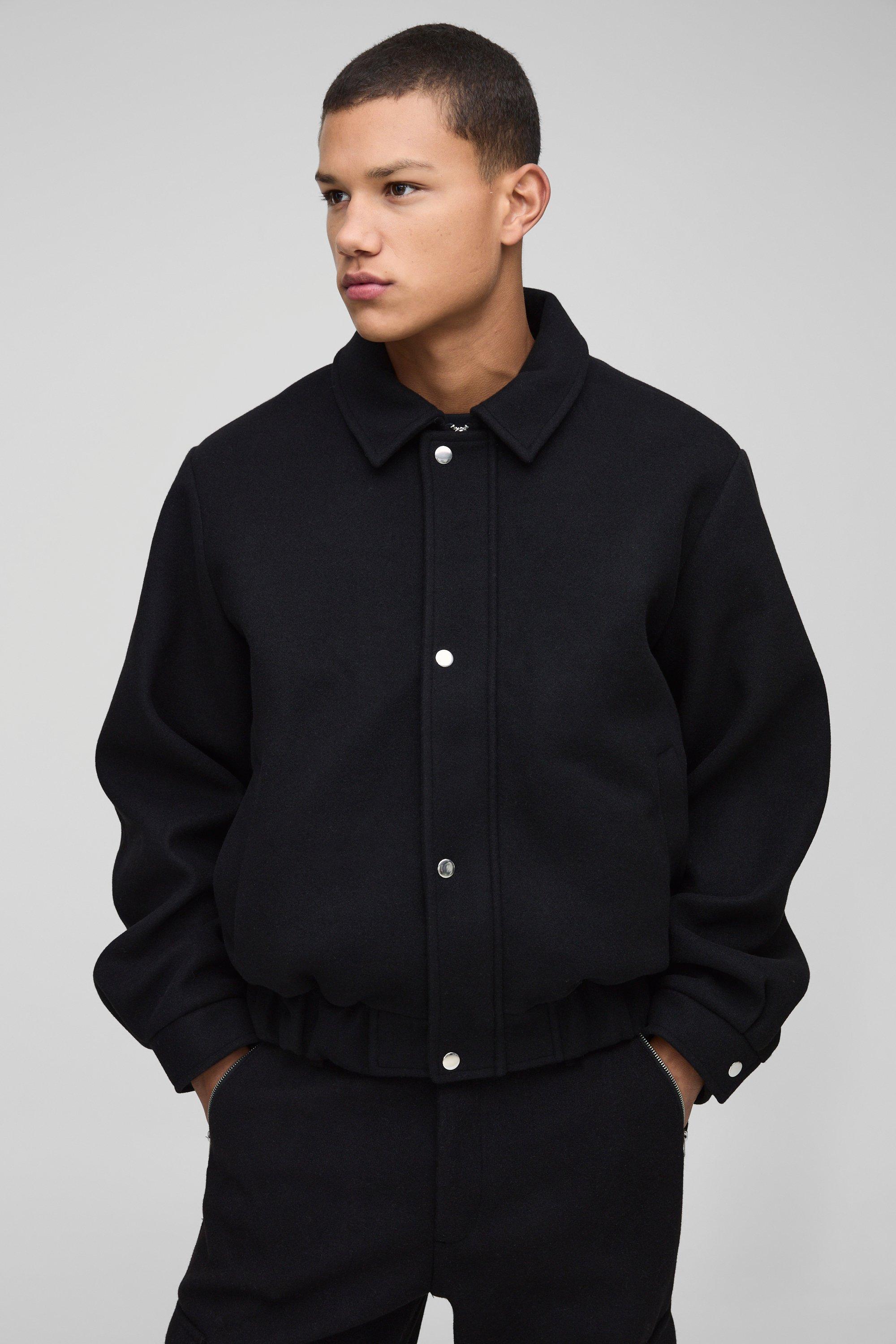 OVERSIZED MELTON HARRINGTON ZIP JACKET