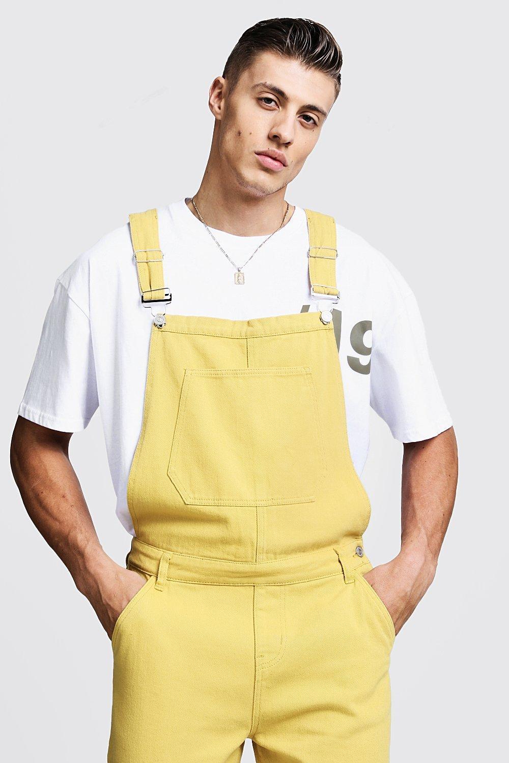 yellow overall shorts