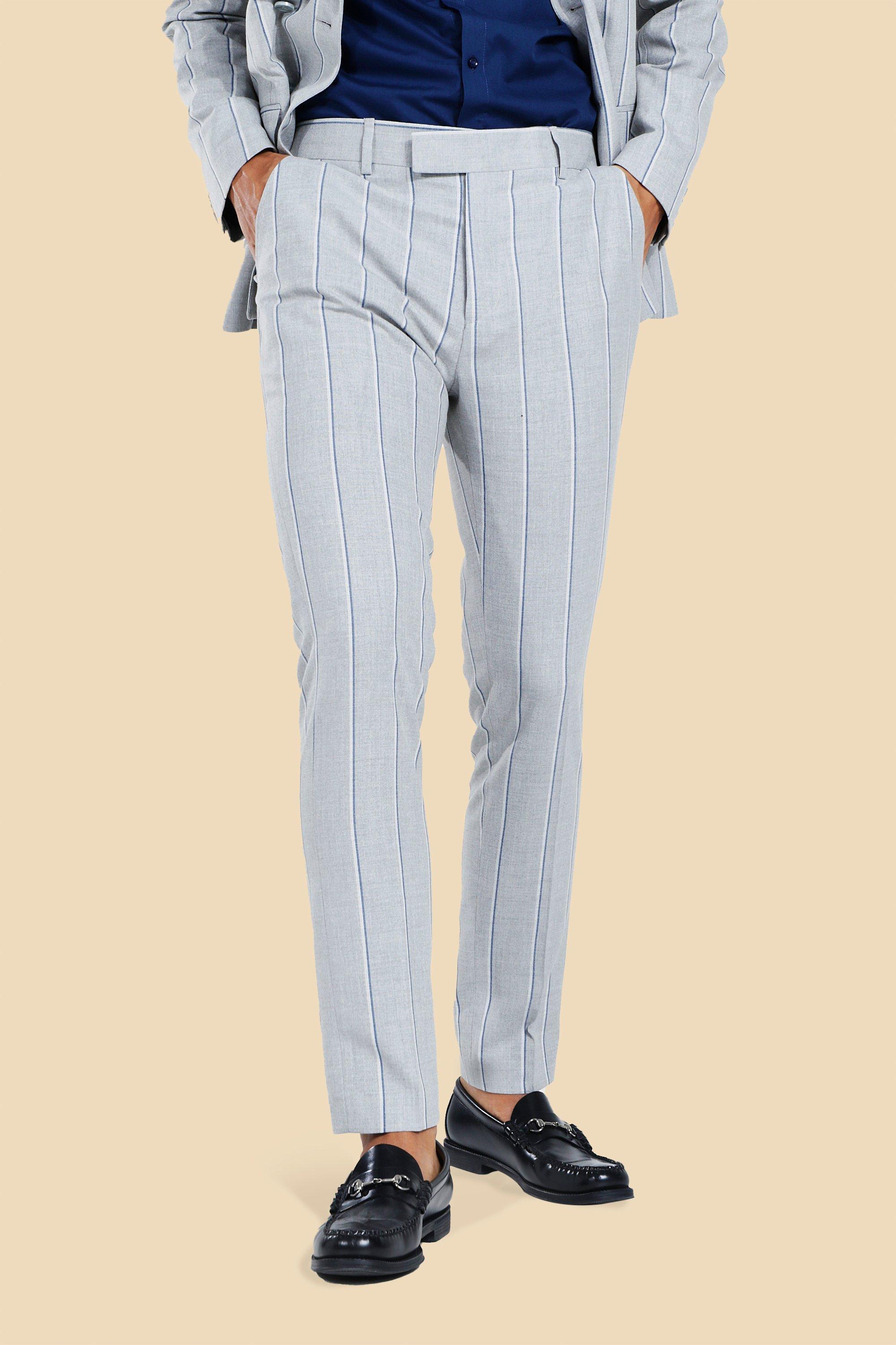 BoohooMAN Synthetic Skinny Pinstripe 
