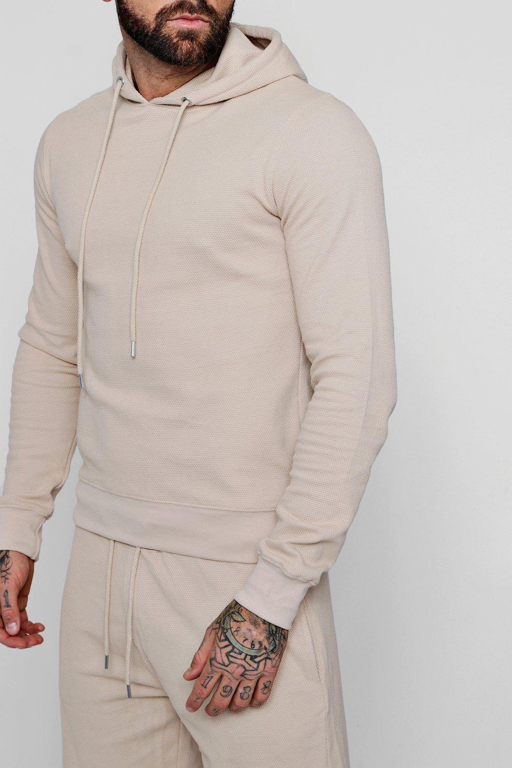 BoohooMAN Pique Oth Hoodie & Short Tracksuit in Natural for Men - Lyst