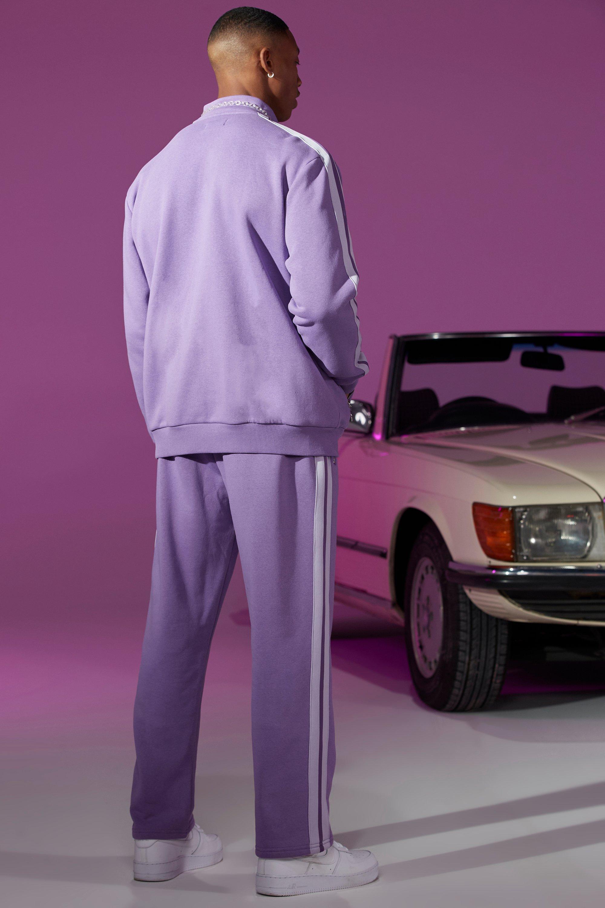 BoohooMAN Synthetic Oversized Zip Through Funnel Neck Tracksuit in Purple for Men - Lyst
