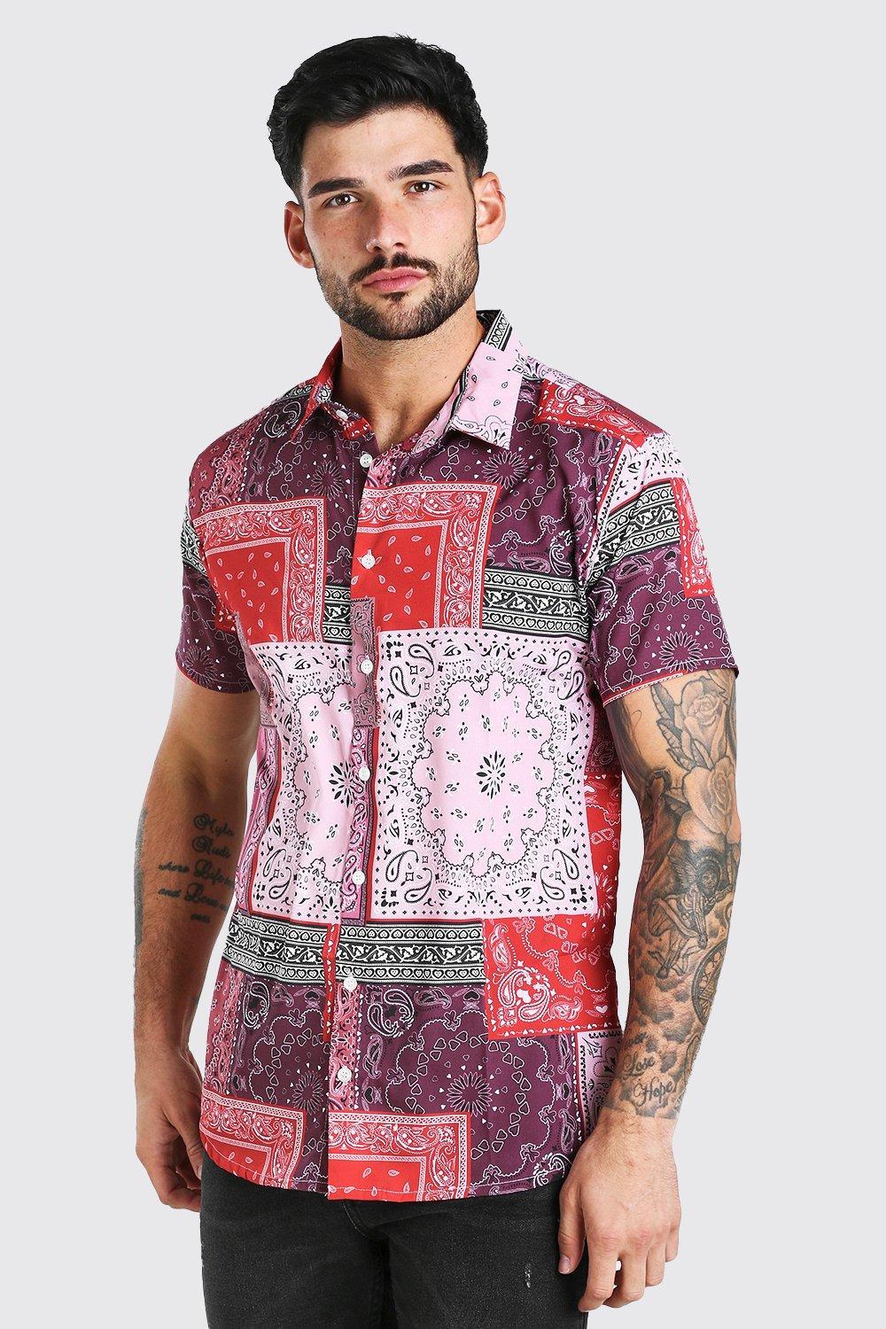 BoohooMAN Short Sleeve Patchwork 