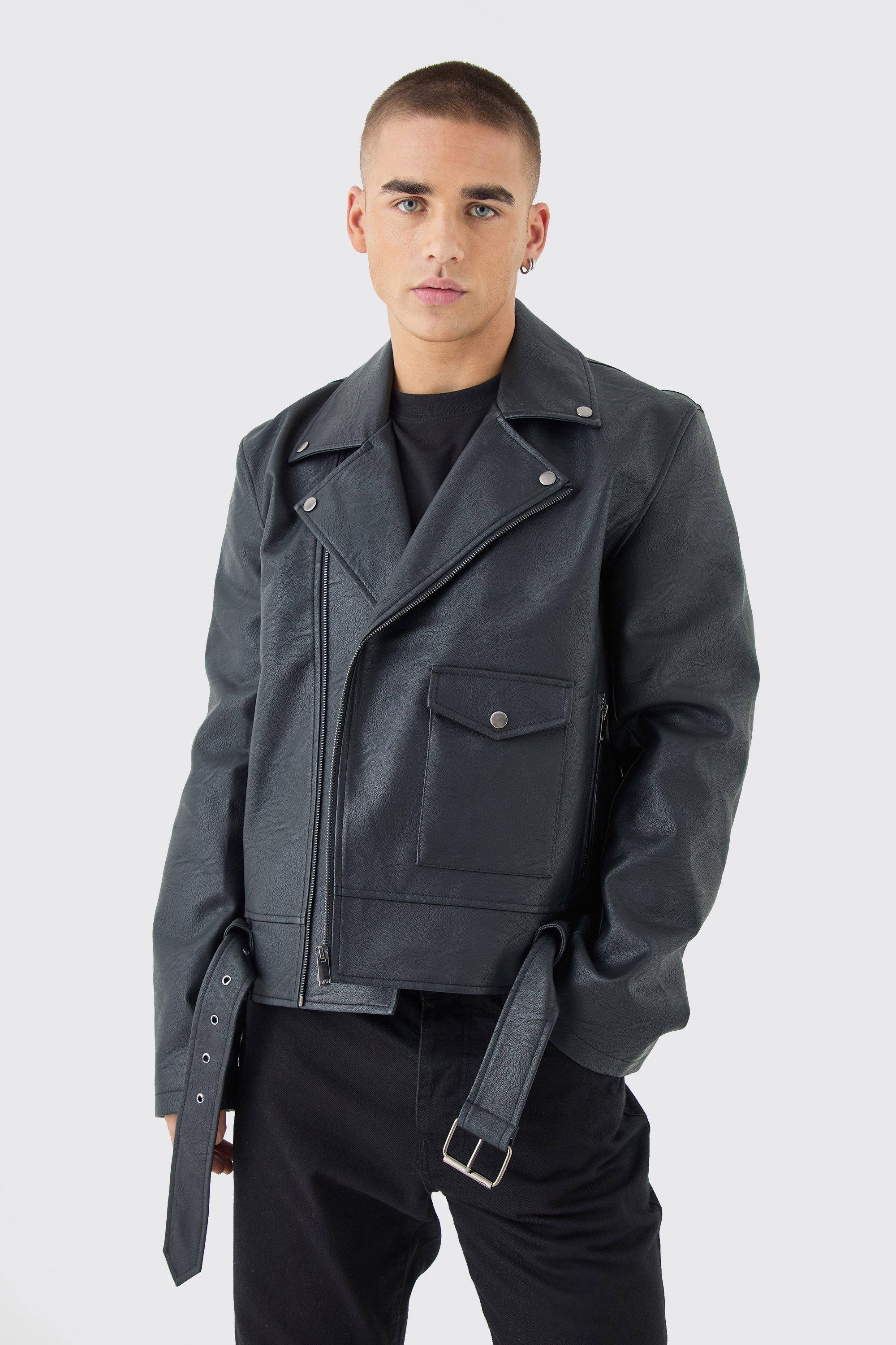Boohooman biker jacket hot sale