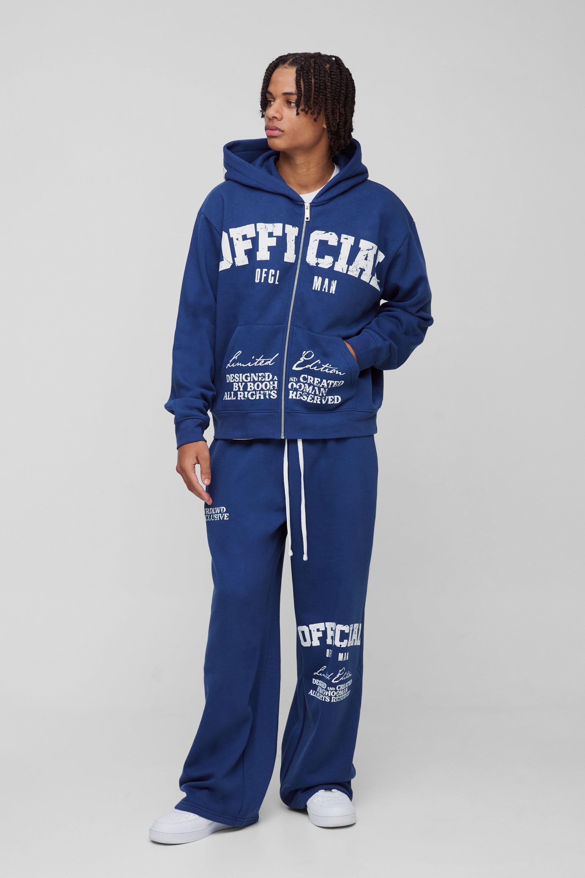 BoohooMAN Oversized Boxy Official Print Tracksuit in Blue for Men Lyst