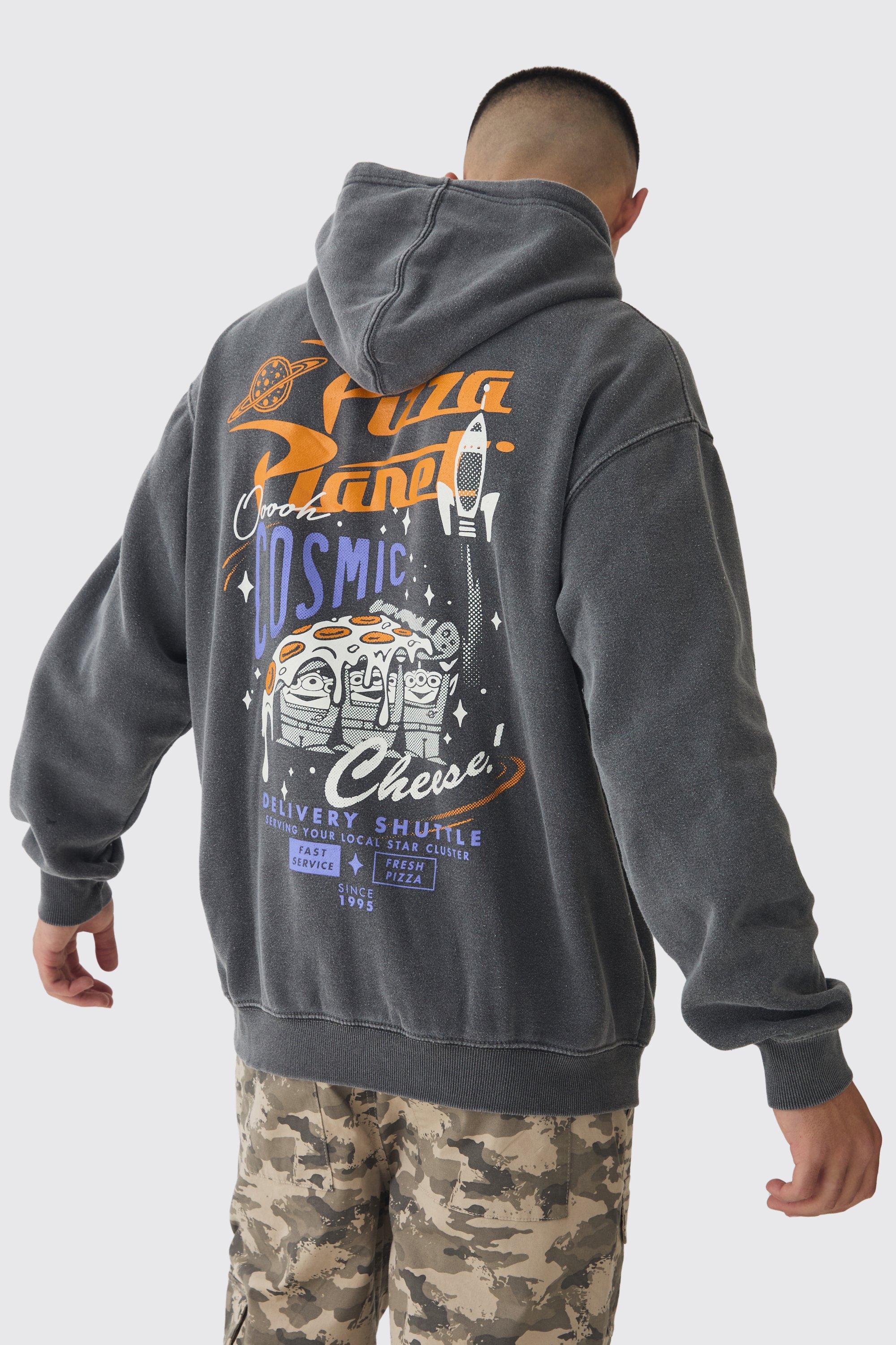 BoohooMAN Oversized Wash Pixar Toy Story Pizza Planet License Hoodie in Grey for Men Lyst UK