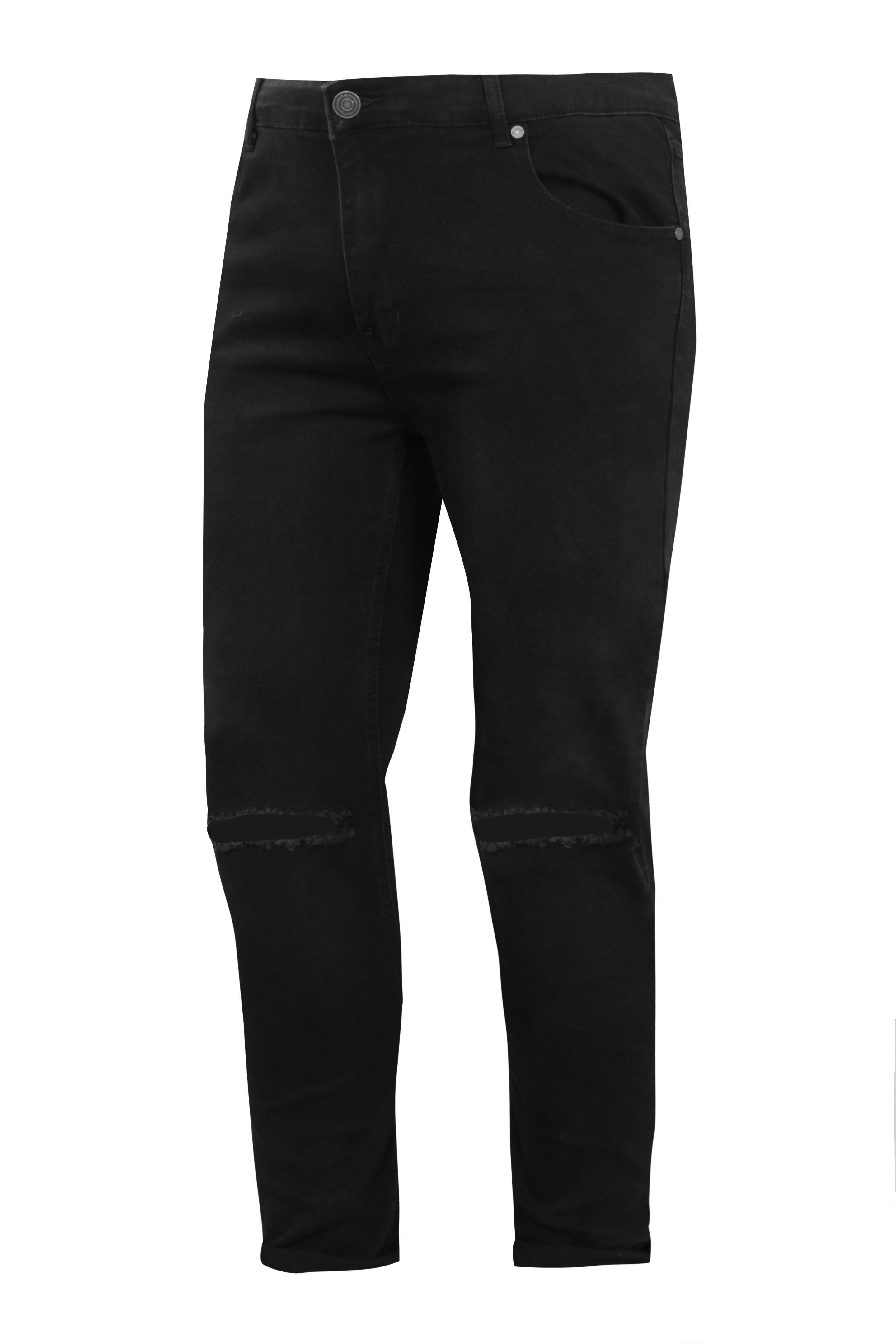 Boohoo Big And Tall Black Ripped Knee Skinny Jeans for Men | Lyst