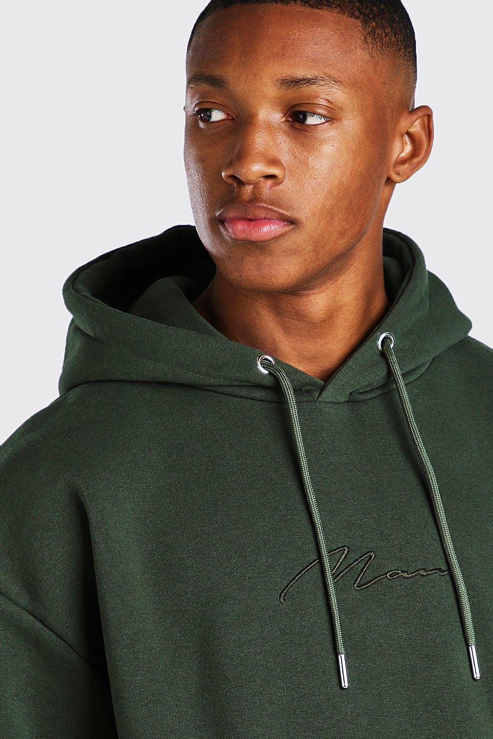 Man signature embroidered hoodie cheap