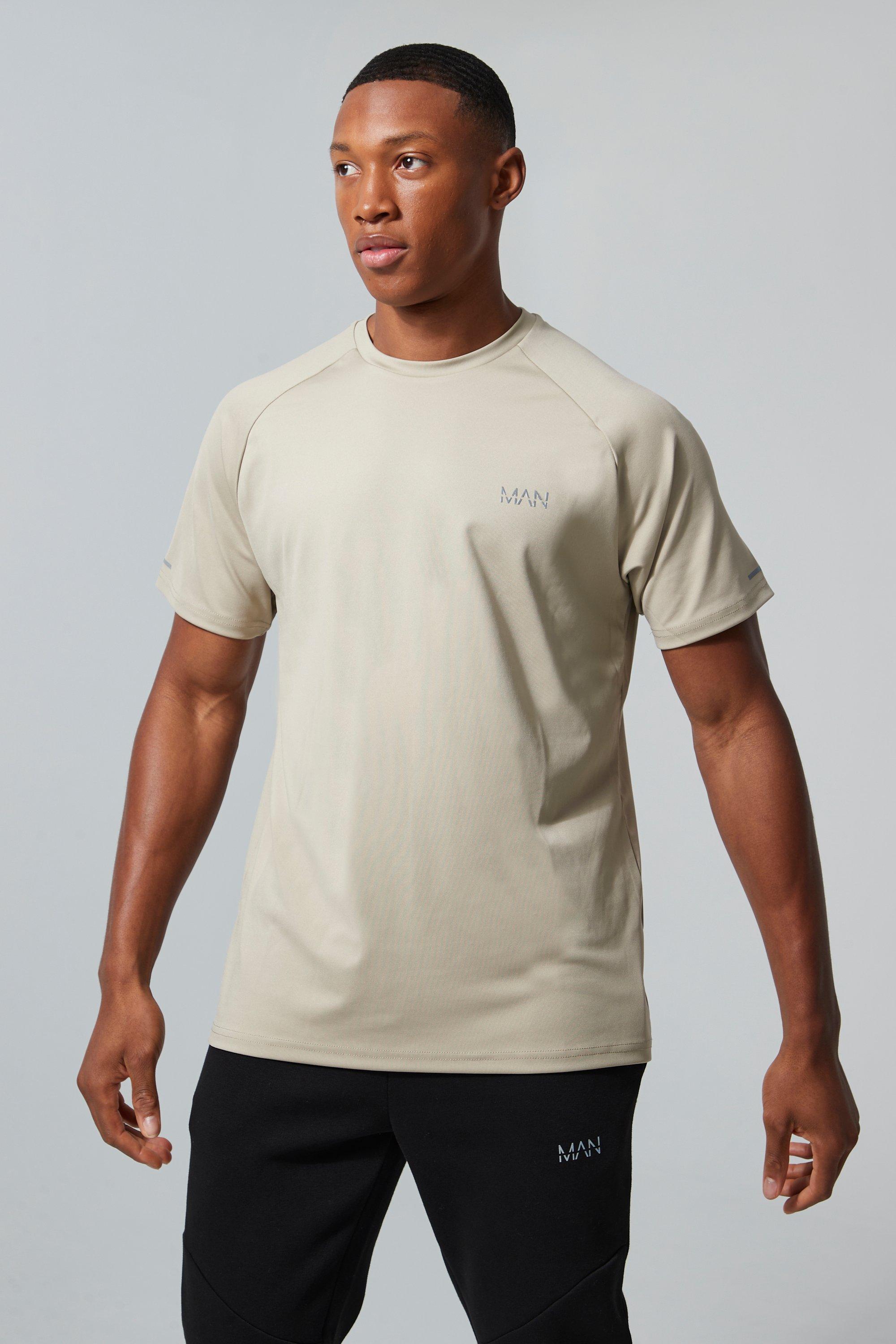 BoohooMAN Man Active Gym Raglan T-shirt in Beige (Natural) for Men | Lyst