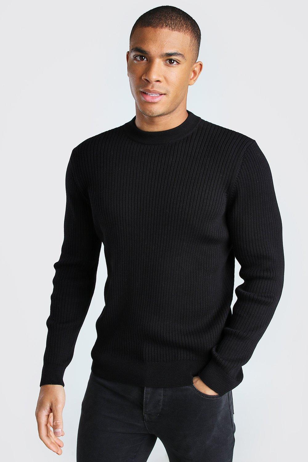 BoohooMAN Ribbed Turtle Neck Sweater in Black for Men - Lyst