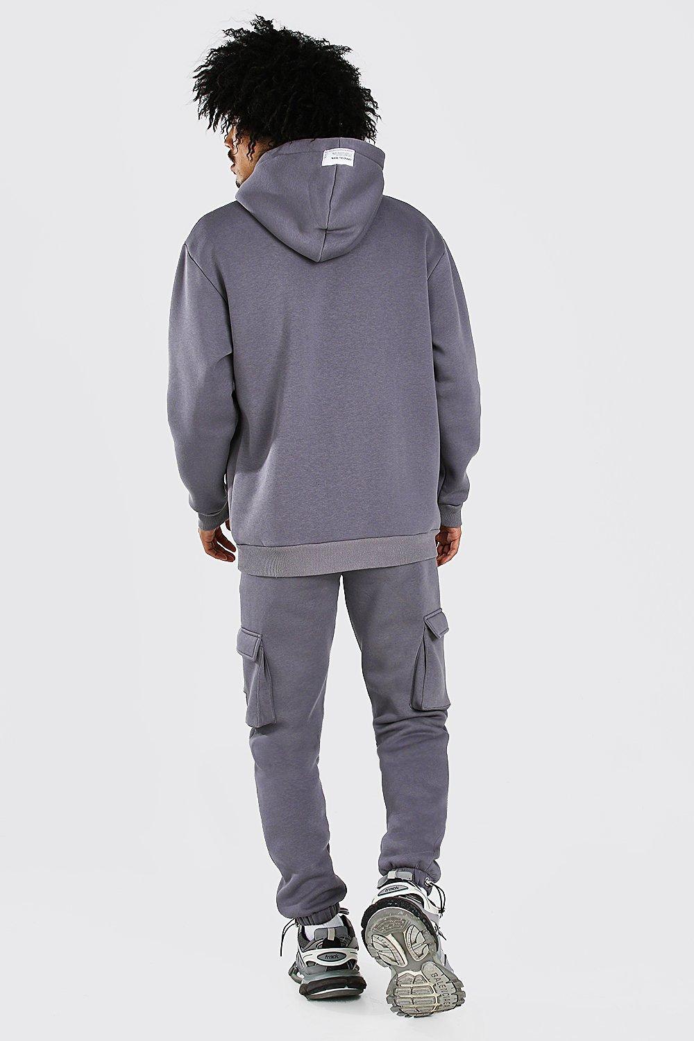 boohooman grey cargo joggers