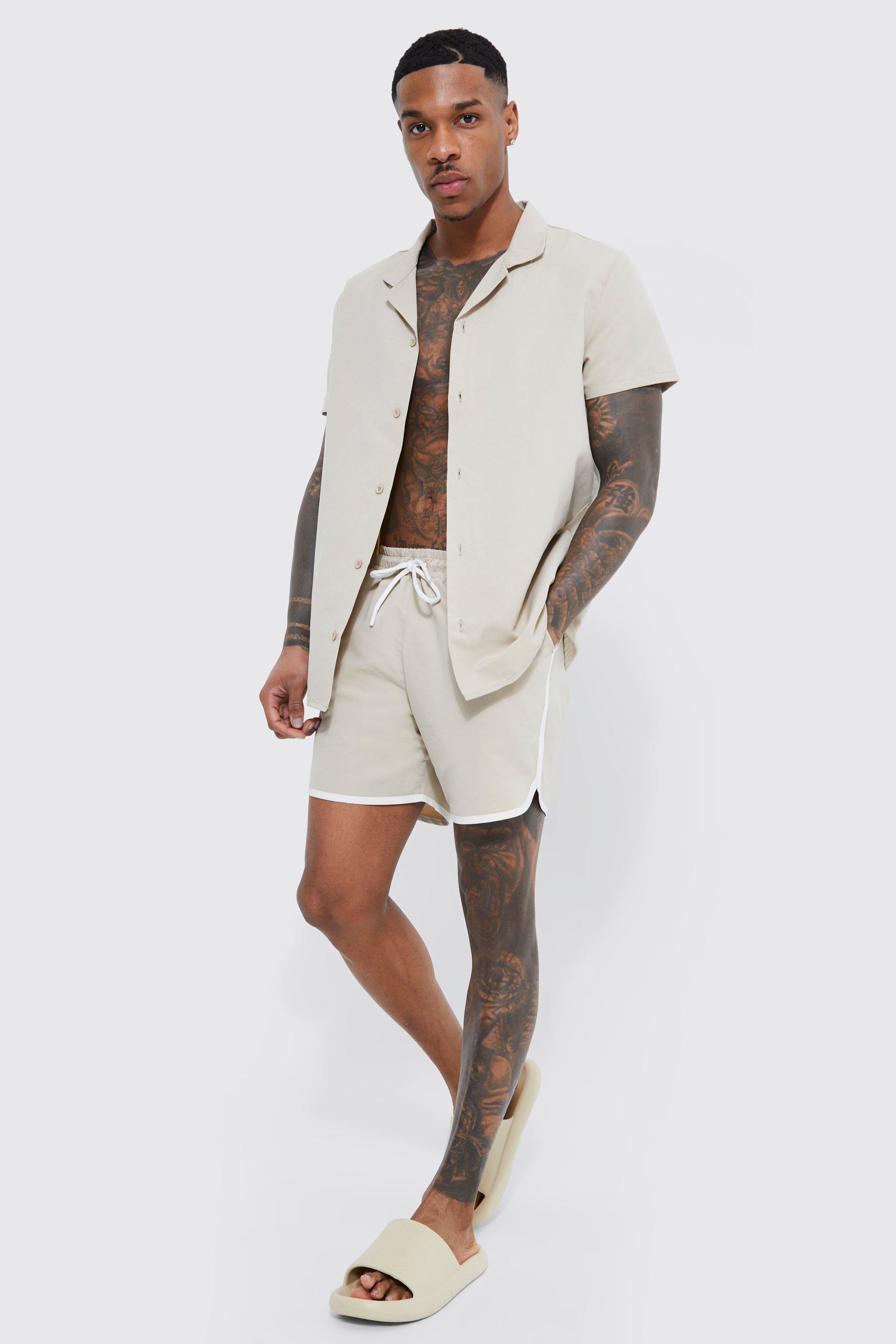 BoohooMAN Short Sleeve Homme Shirt And Swim Set in White for Men | Lyst UK