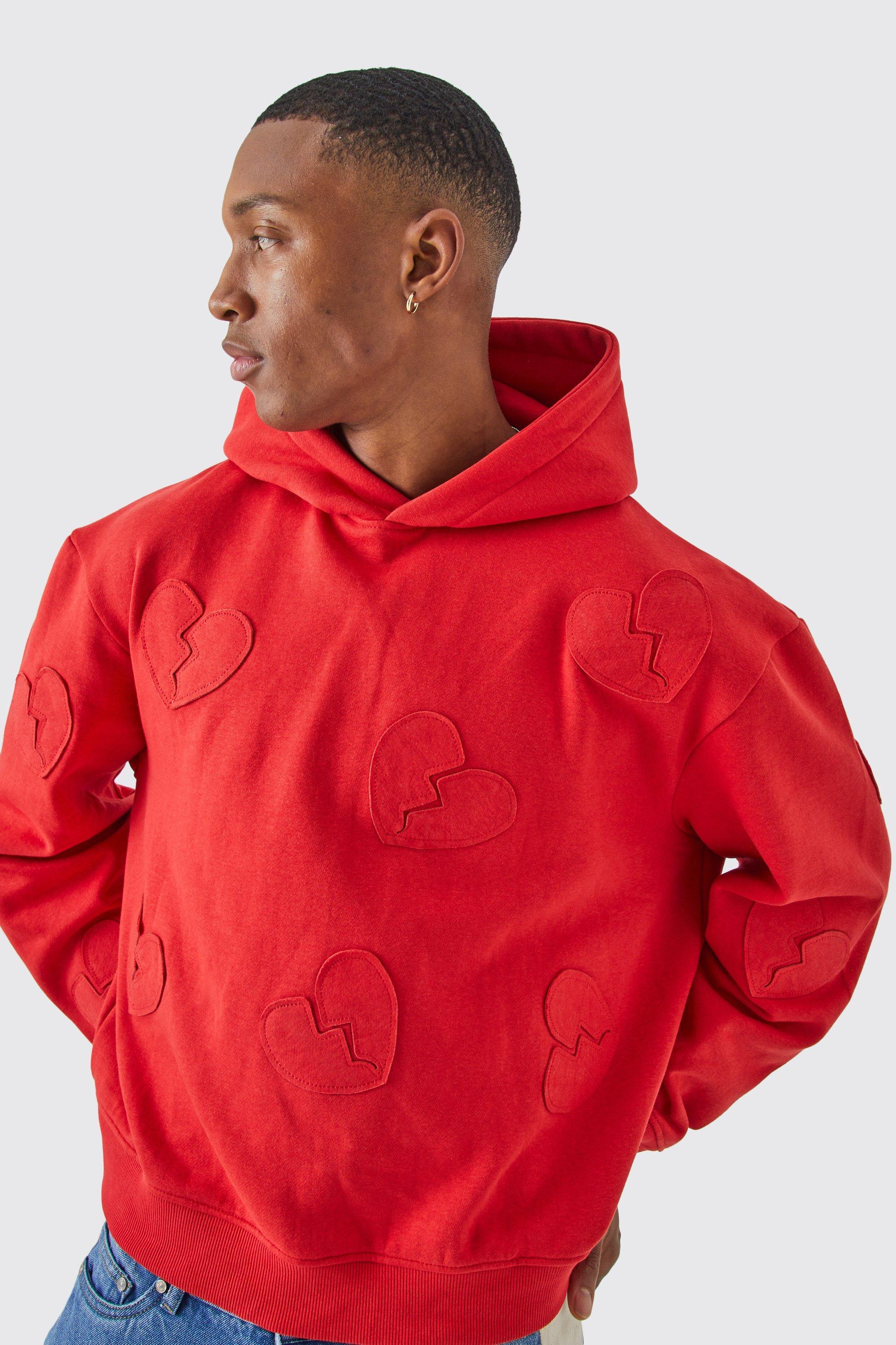 Boohooman red hoodie on sale