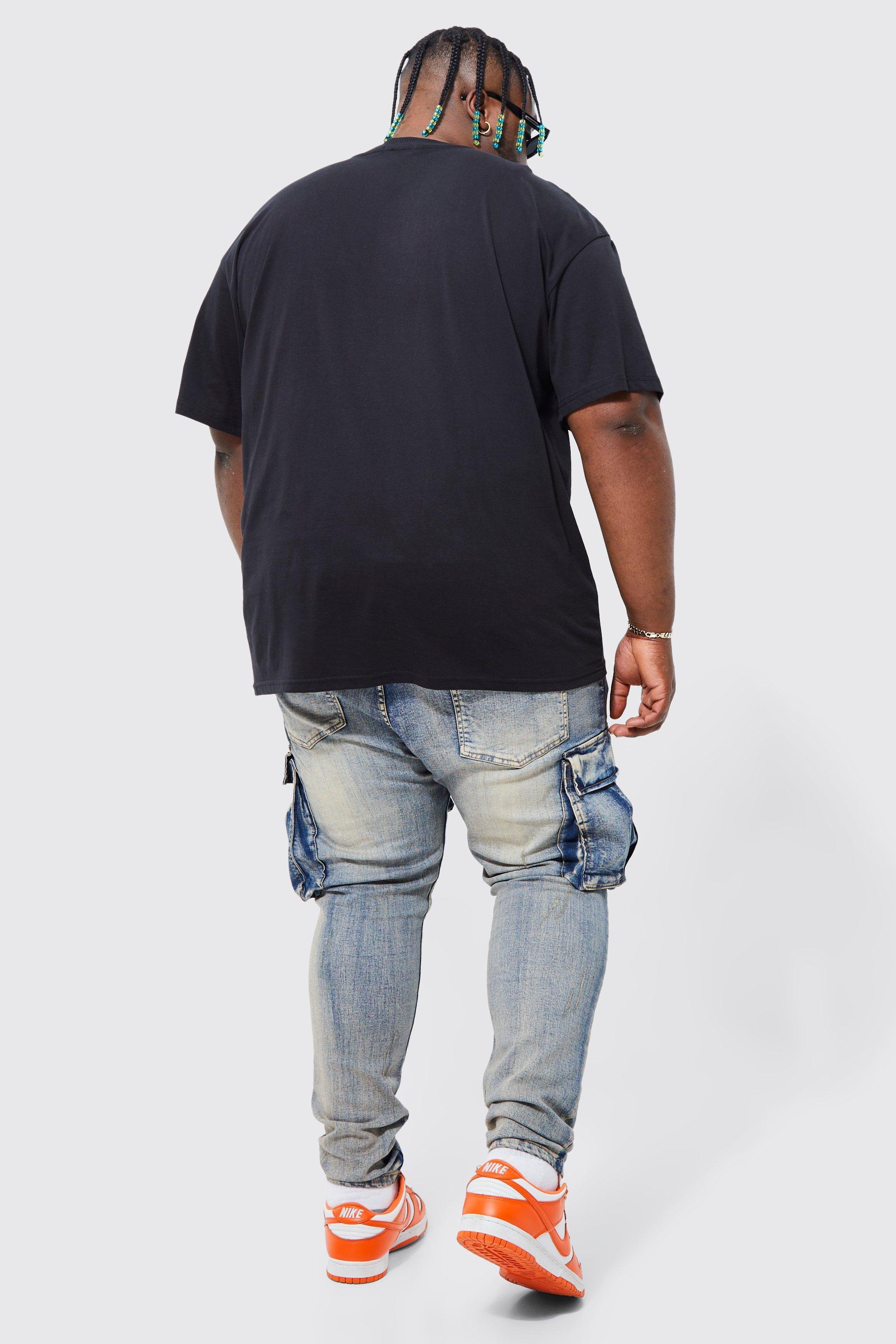 BoohooMAN Plus Oversized Ombre Varsity Back T-shirt in Blue for