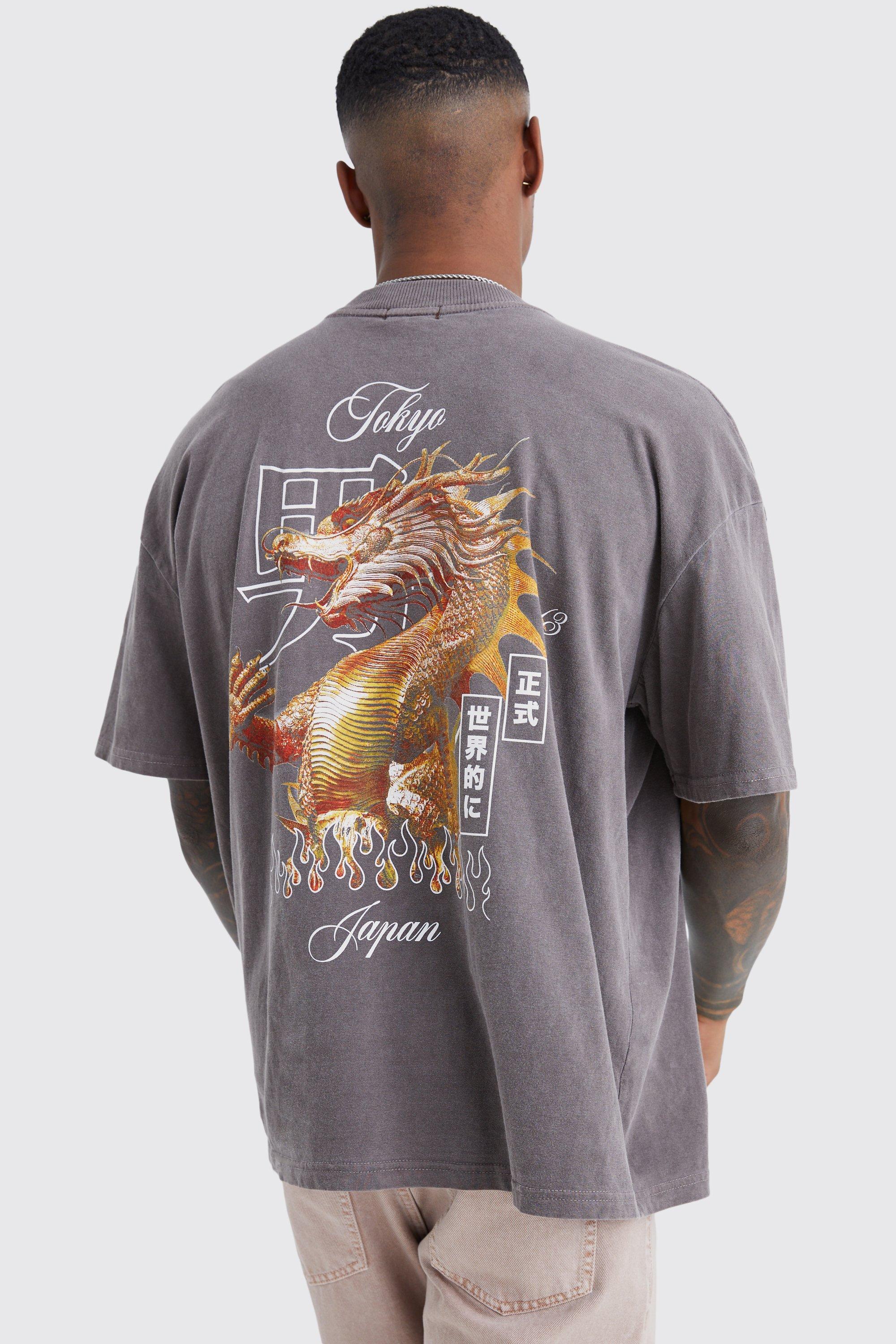 Oversized Overdyed Dragon Graphic T-shirt