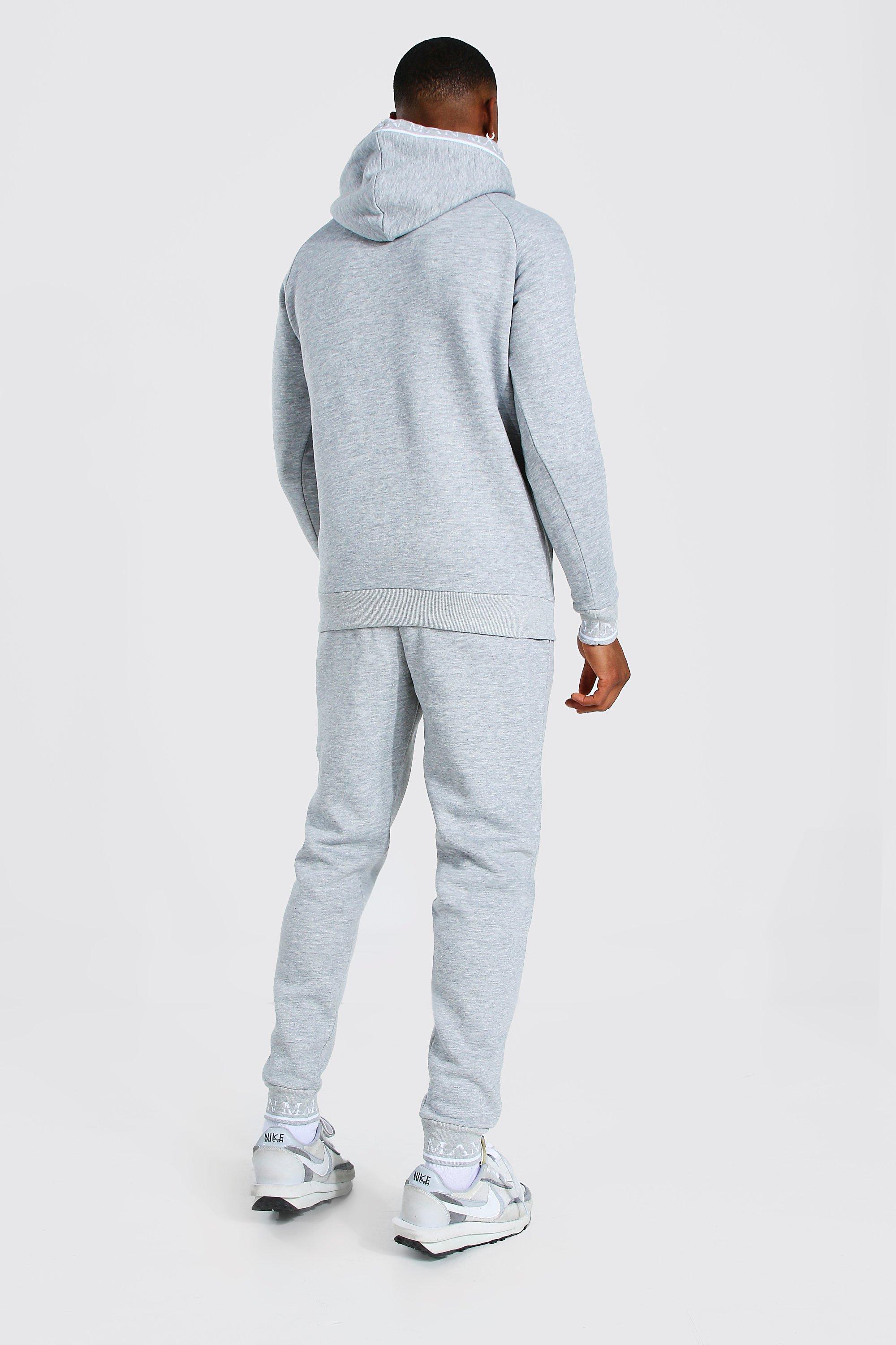 BoohooMAN Synthetic Man Roman Hooded Rib Tracksuit in Grey (Gray) for ...