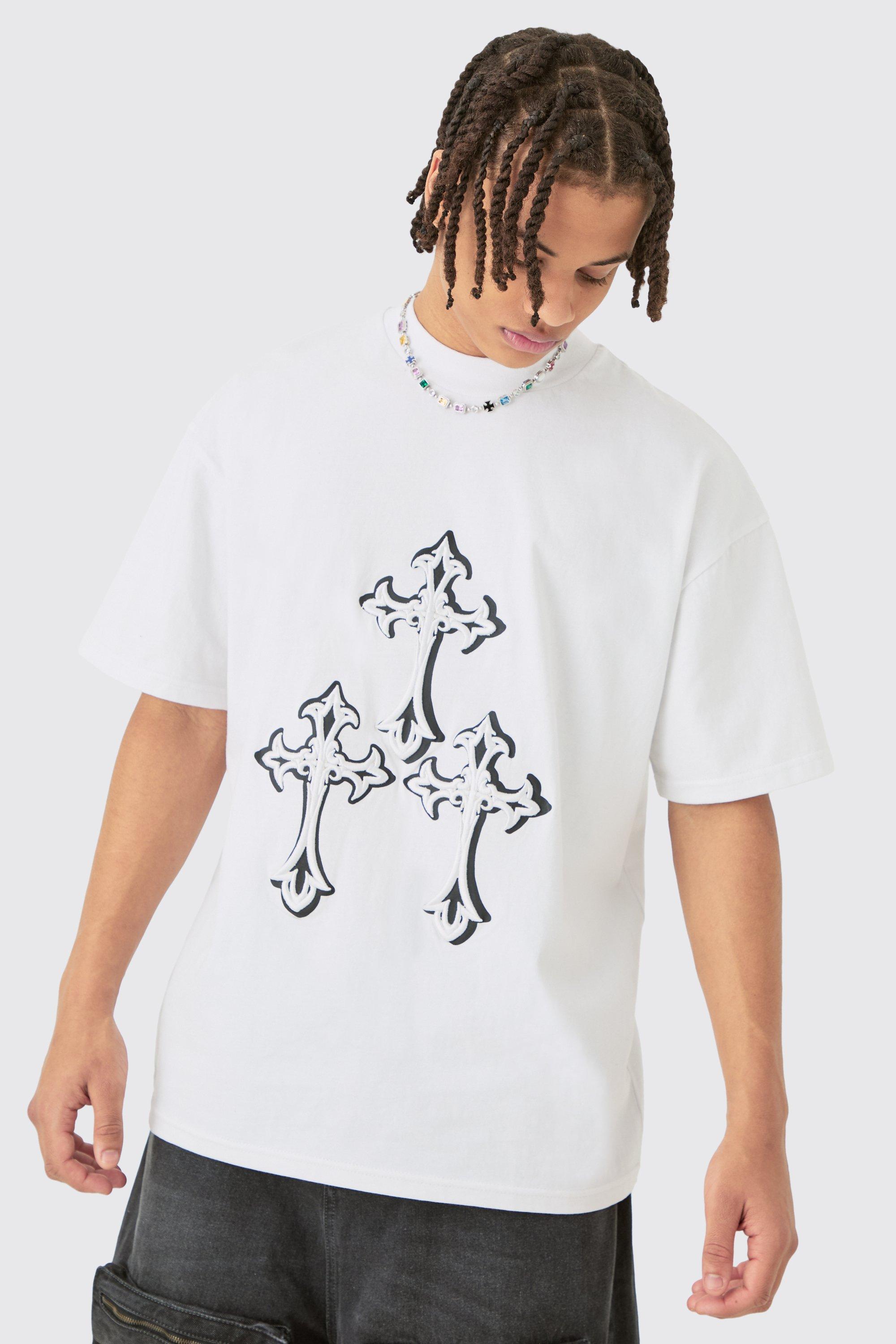 BoohooMAN Oversized Extended Neck Heavyweight Gothic T Shirt in White for Men Lyst