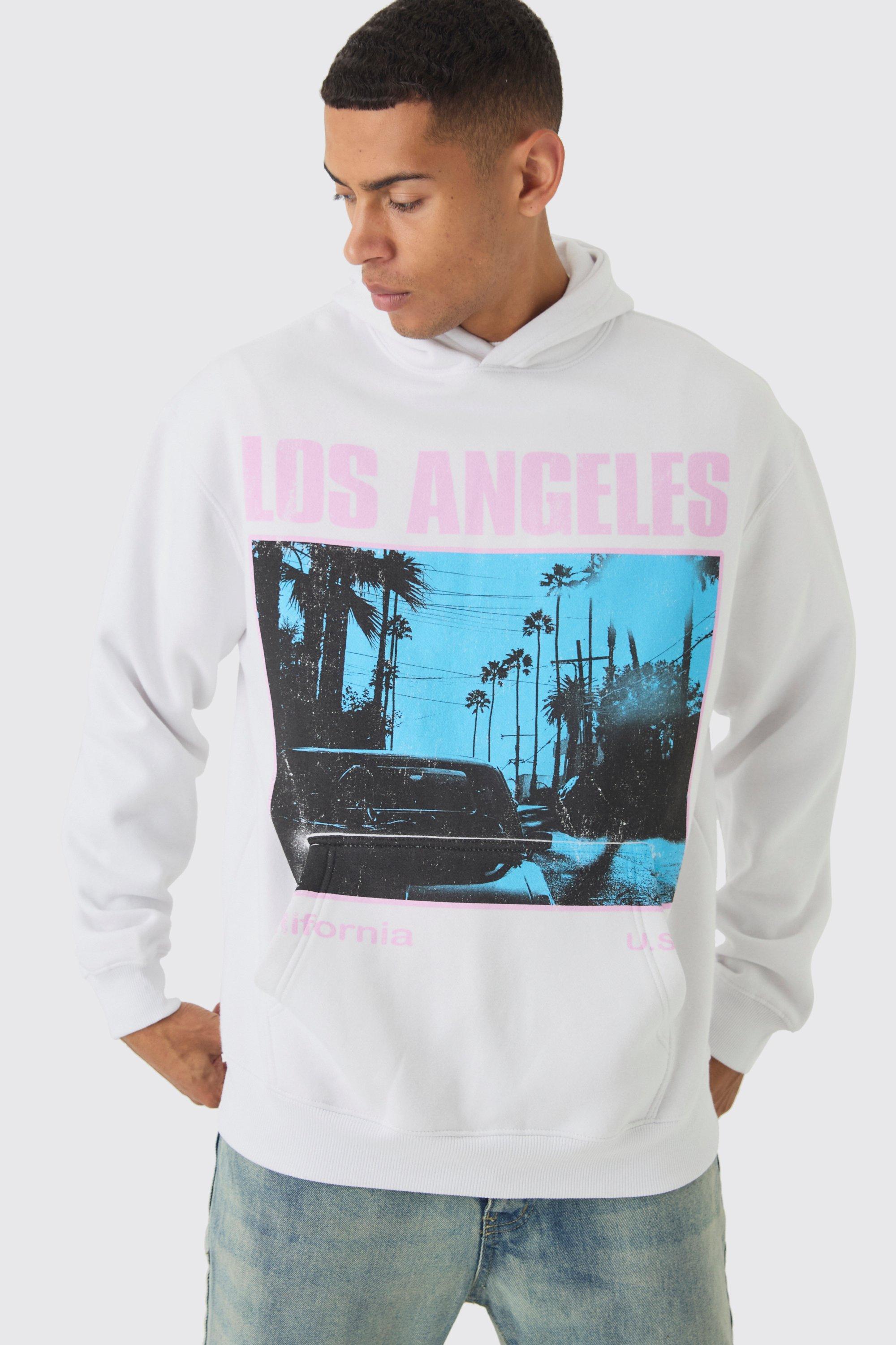 BoohooMAN Oversized Los Angeles Retro Box Graphic Hoodie in Grey for Men Lyst UK