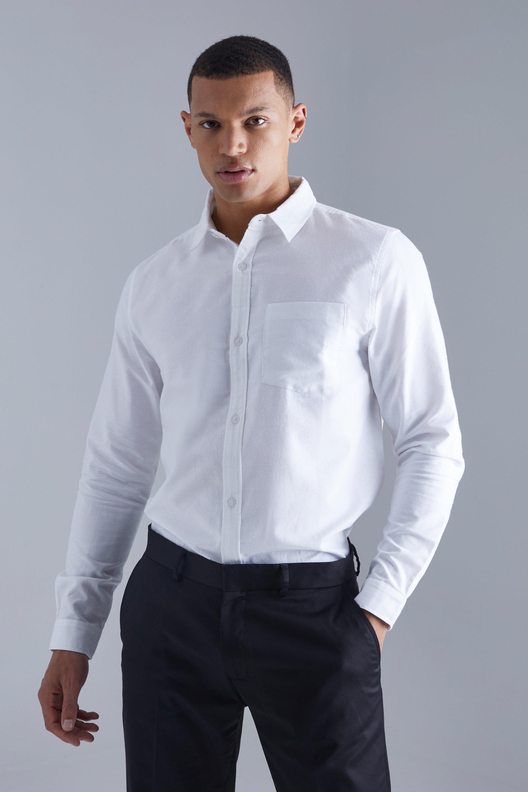 Nautica Young Men's School Uniform Long Sleeve Performance Oxford  Button-Down Shirt, Navy, X-Large 