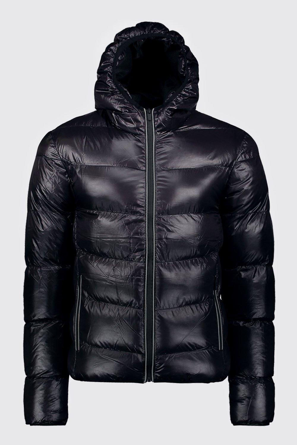 reflective puffer jacket with hood