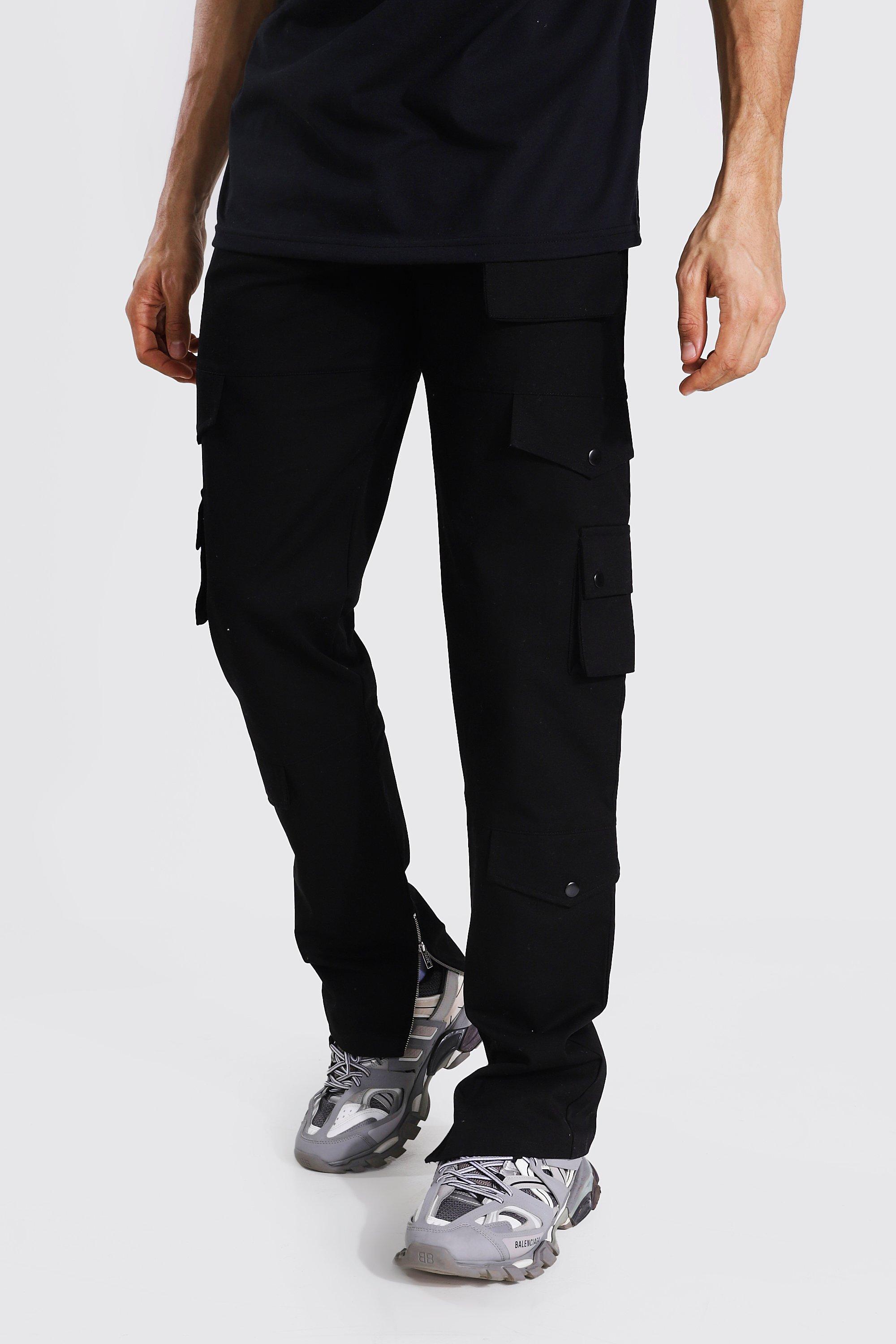 BoohooMAN Tall Relaxed Fit Twill Cargo Trousers in Black for Men | Lyst