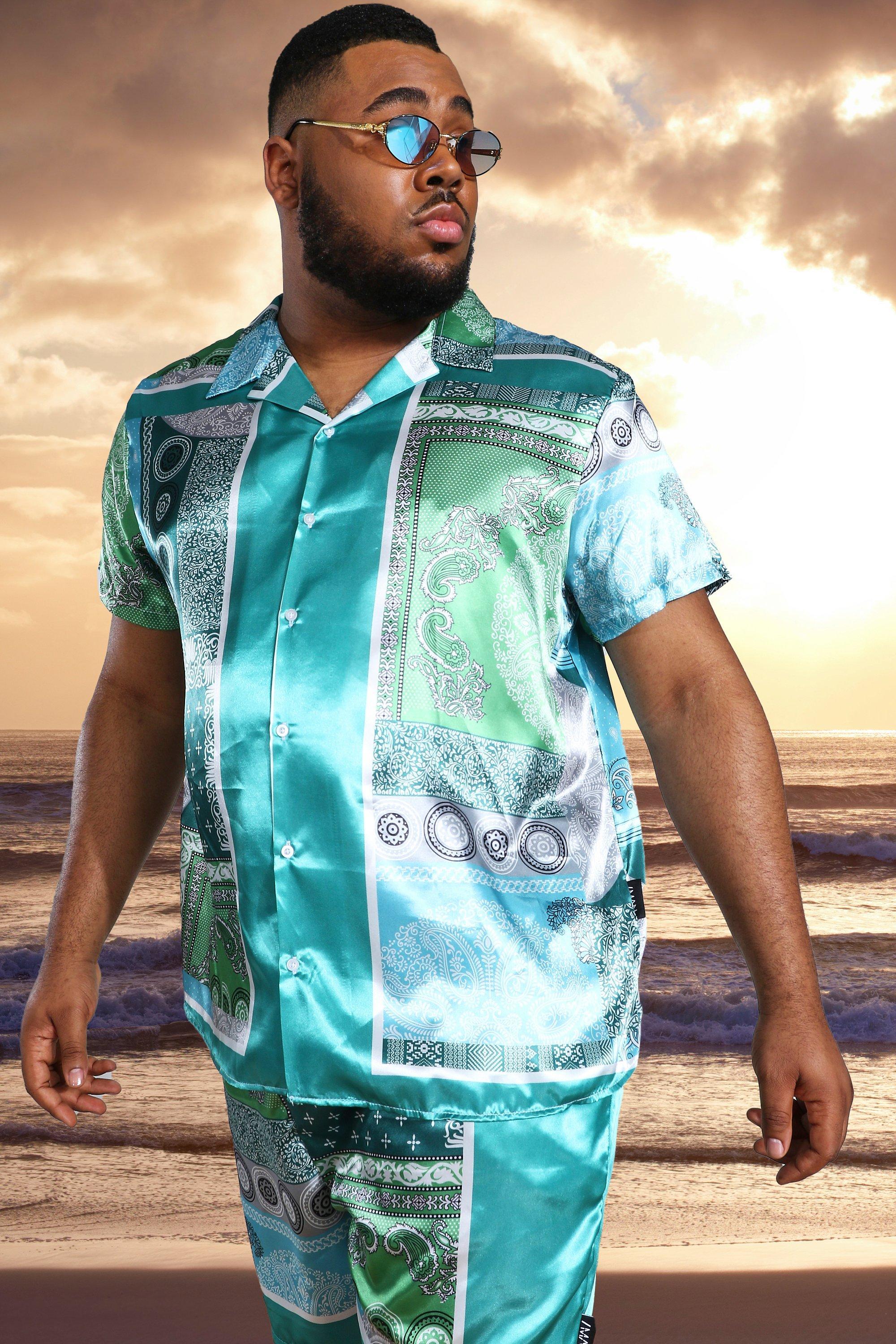 Satin Short Sleeve Bandana Shirt 