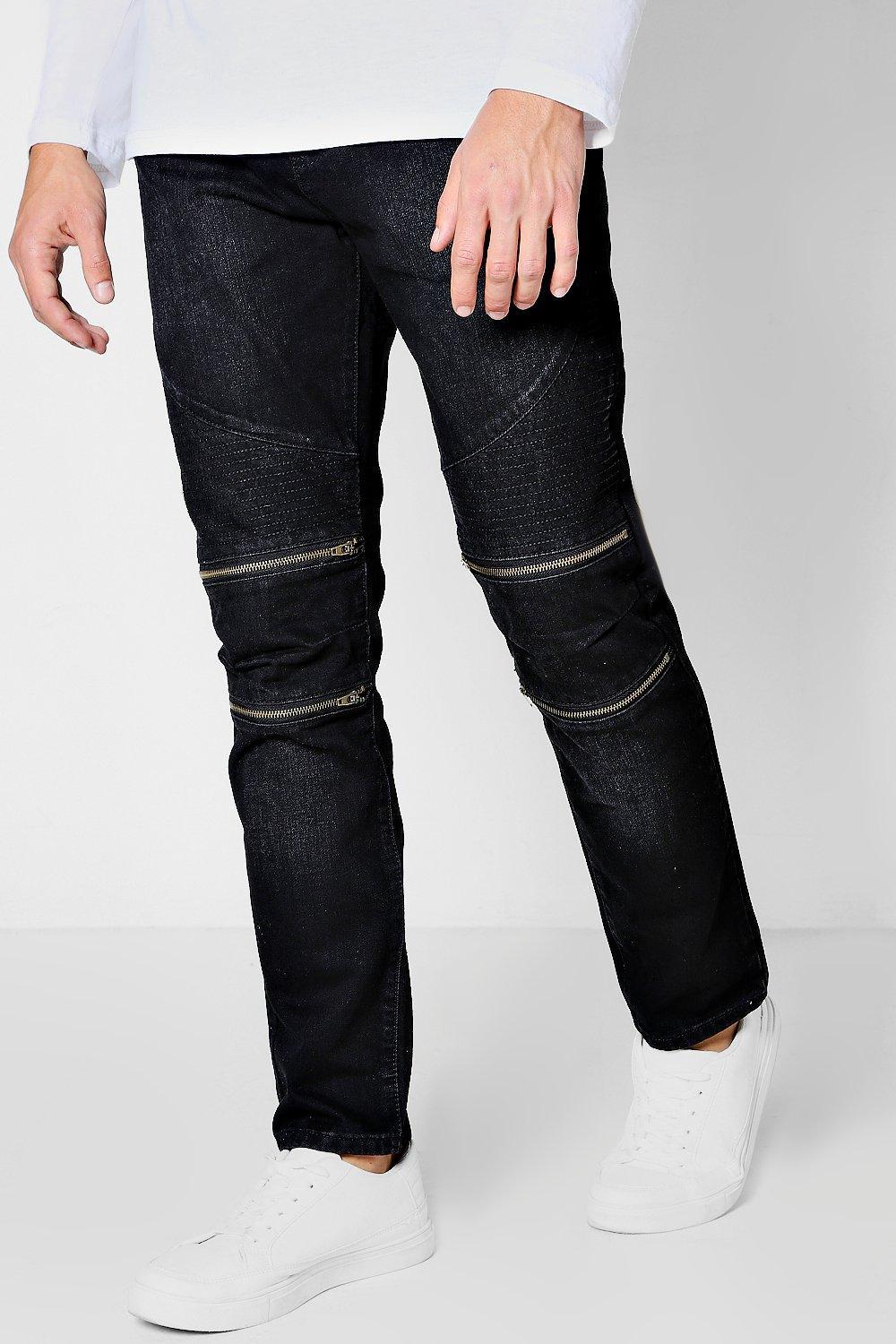 Boohoo Denim Slim Fit Zip Knee Biker Jeans for Men - Lyst