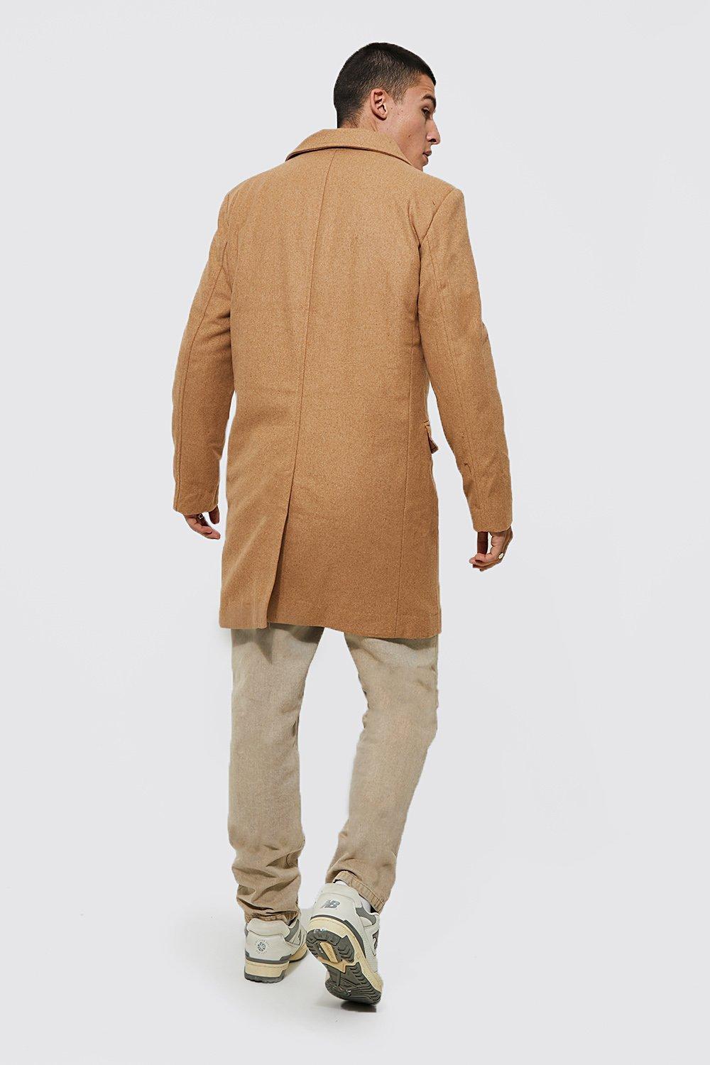 single breasted wool mix overcoat