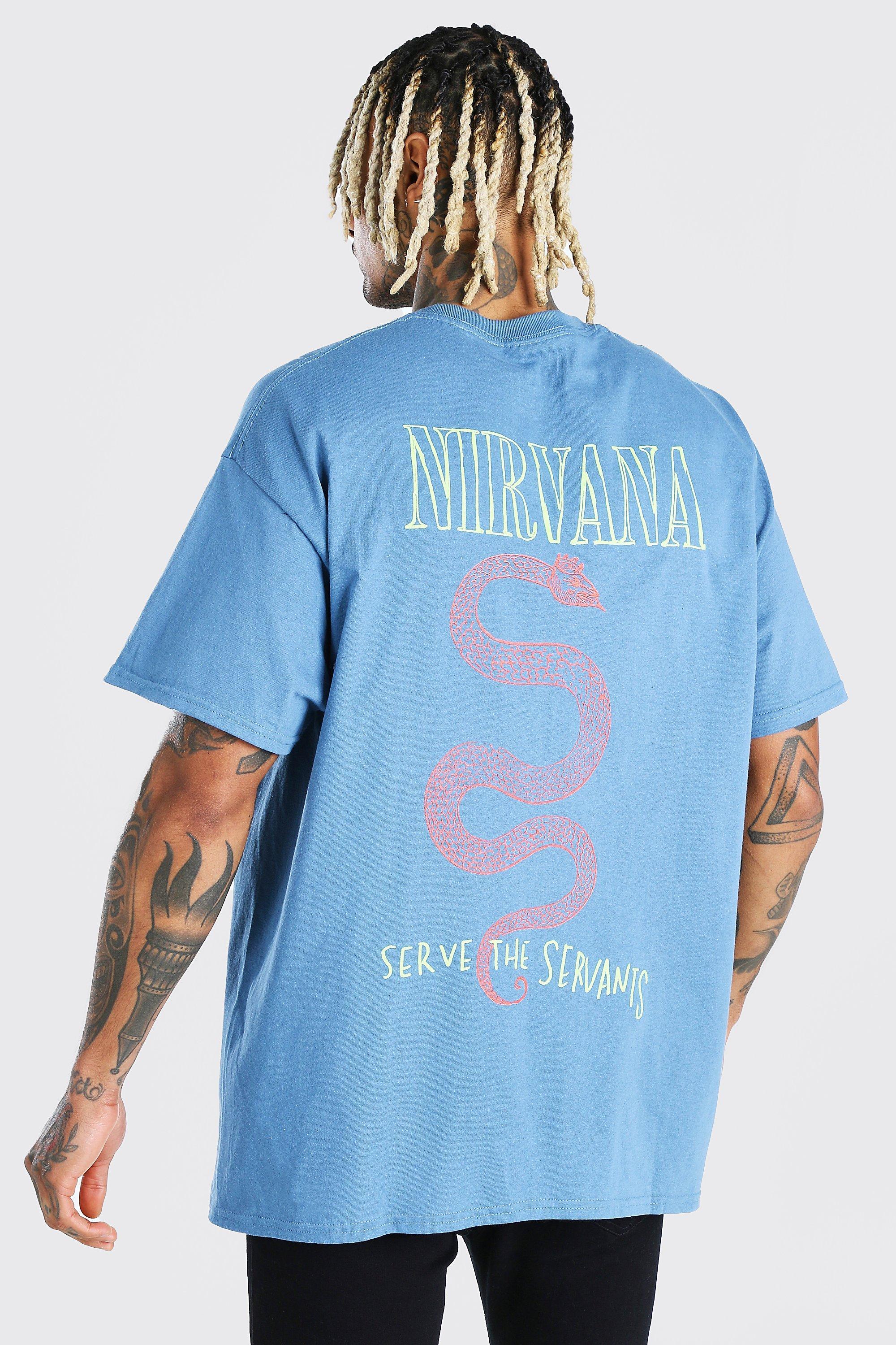 BoohooMAN Denim Oversized-T-Shirt mit lizenziertem "Nirvana"-Print vorne  und hinten in Blau für Herren | Lyst DE